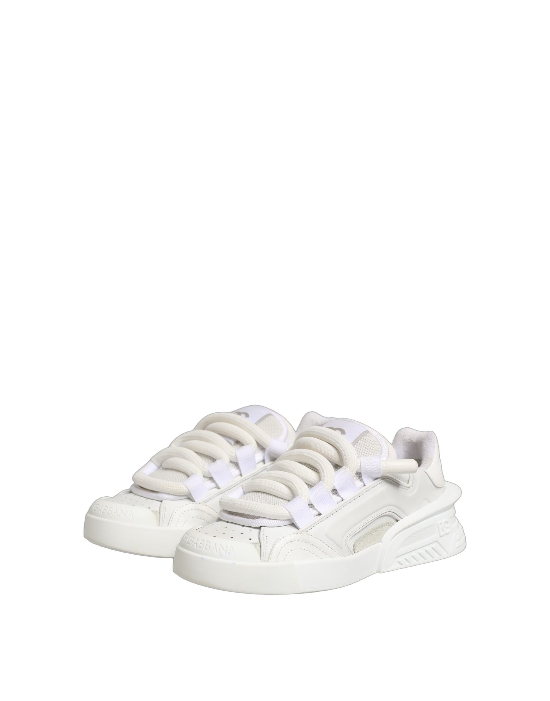 Dolce & Gabbana White Calfskin Leather Low Top Sneakers Shoes | Regal Royce