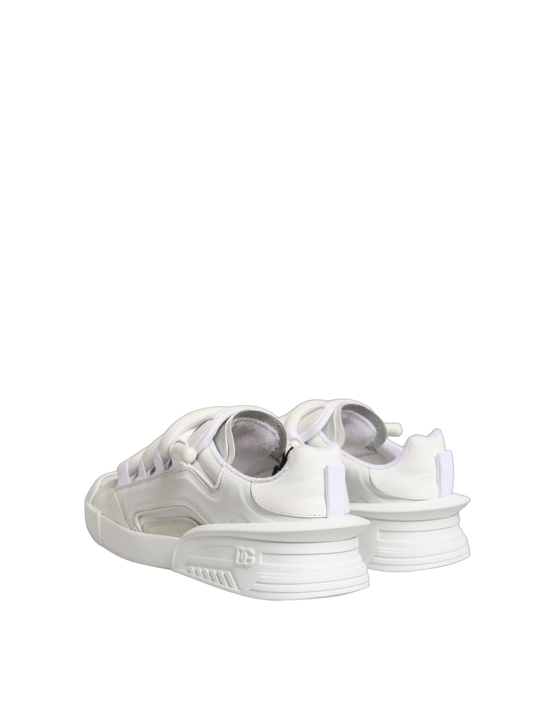 Dolce & Gabbana White Calfskin Leather Low Top Sneakers Shoes | Regal Royce