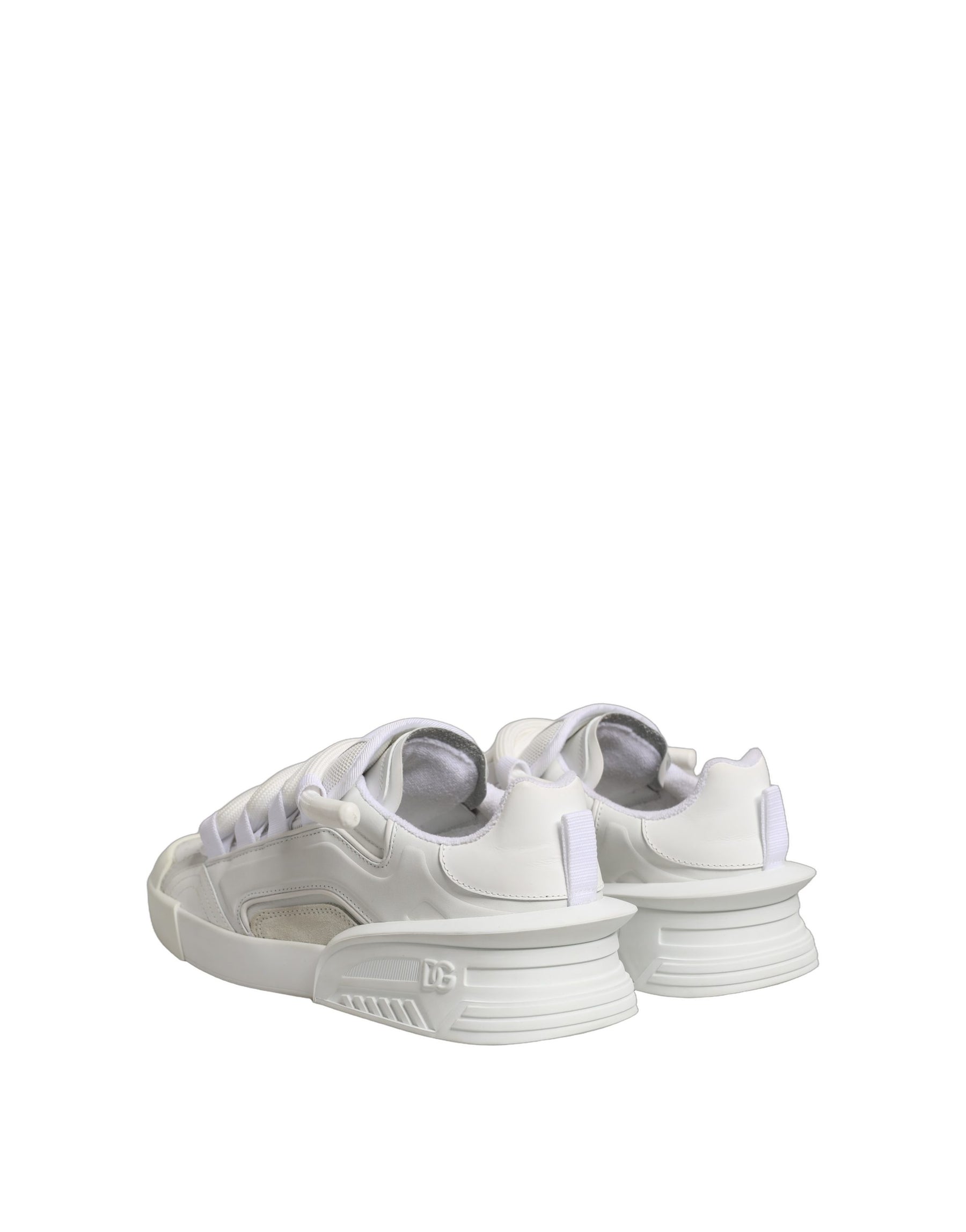 Dolce & Gabbana White Calfskin Leather Low Top Sneakers Shoes | Regal Royce