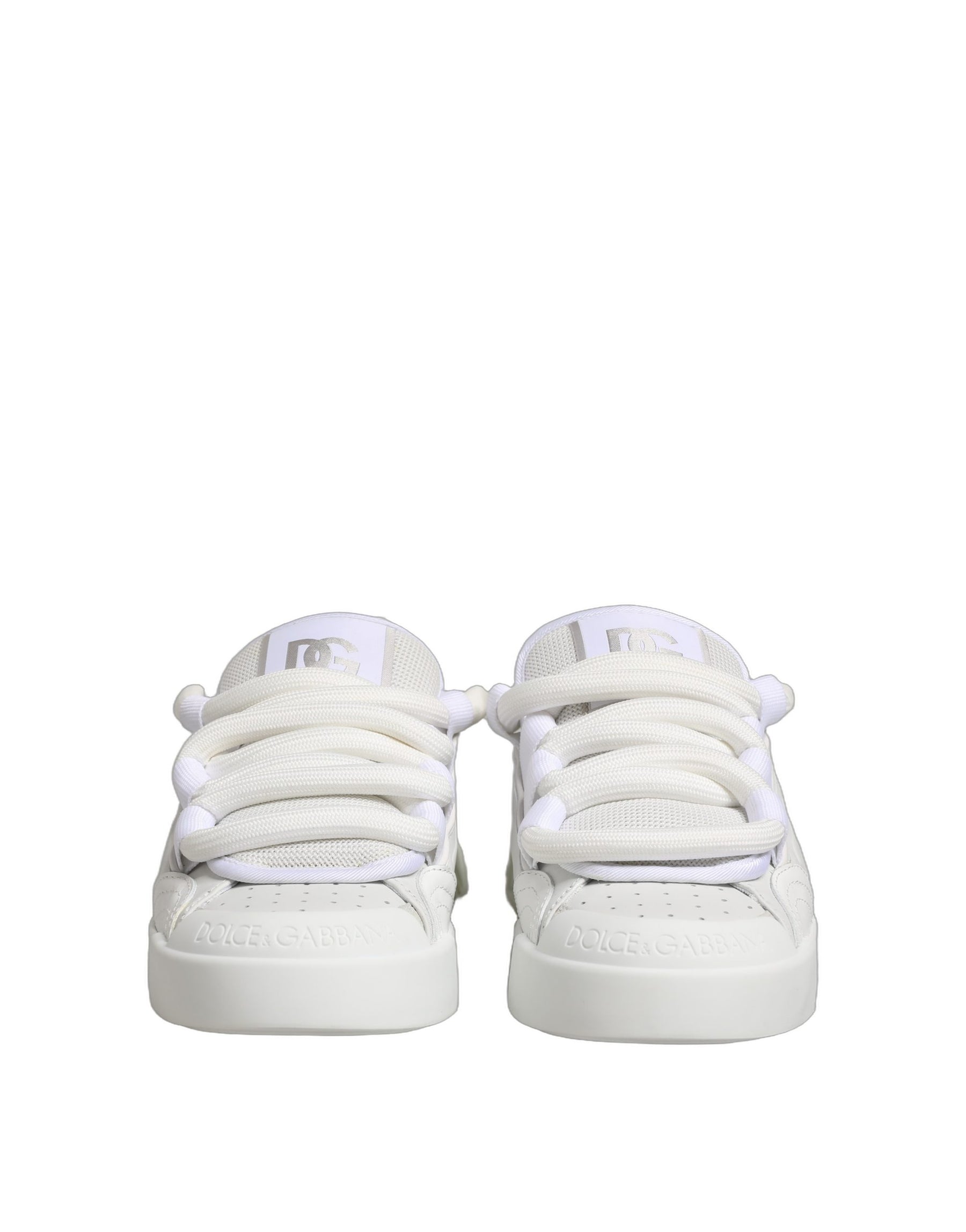 Dolce & Gabbana White Calfskin Leather Low Top Sneakers Shoes | Regal Royce