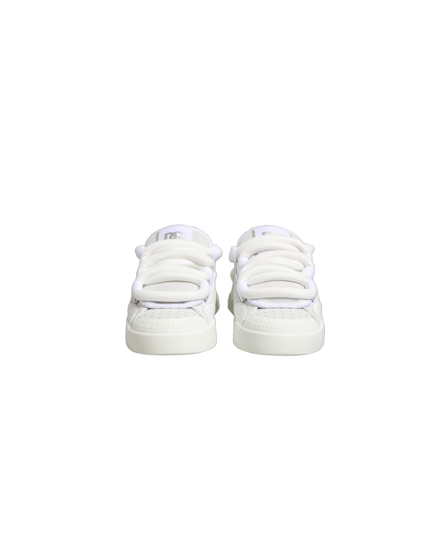Dolce & Gabbana White Calfskin Leather Low Top Sneakers Shoes | Regal Royce