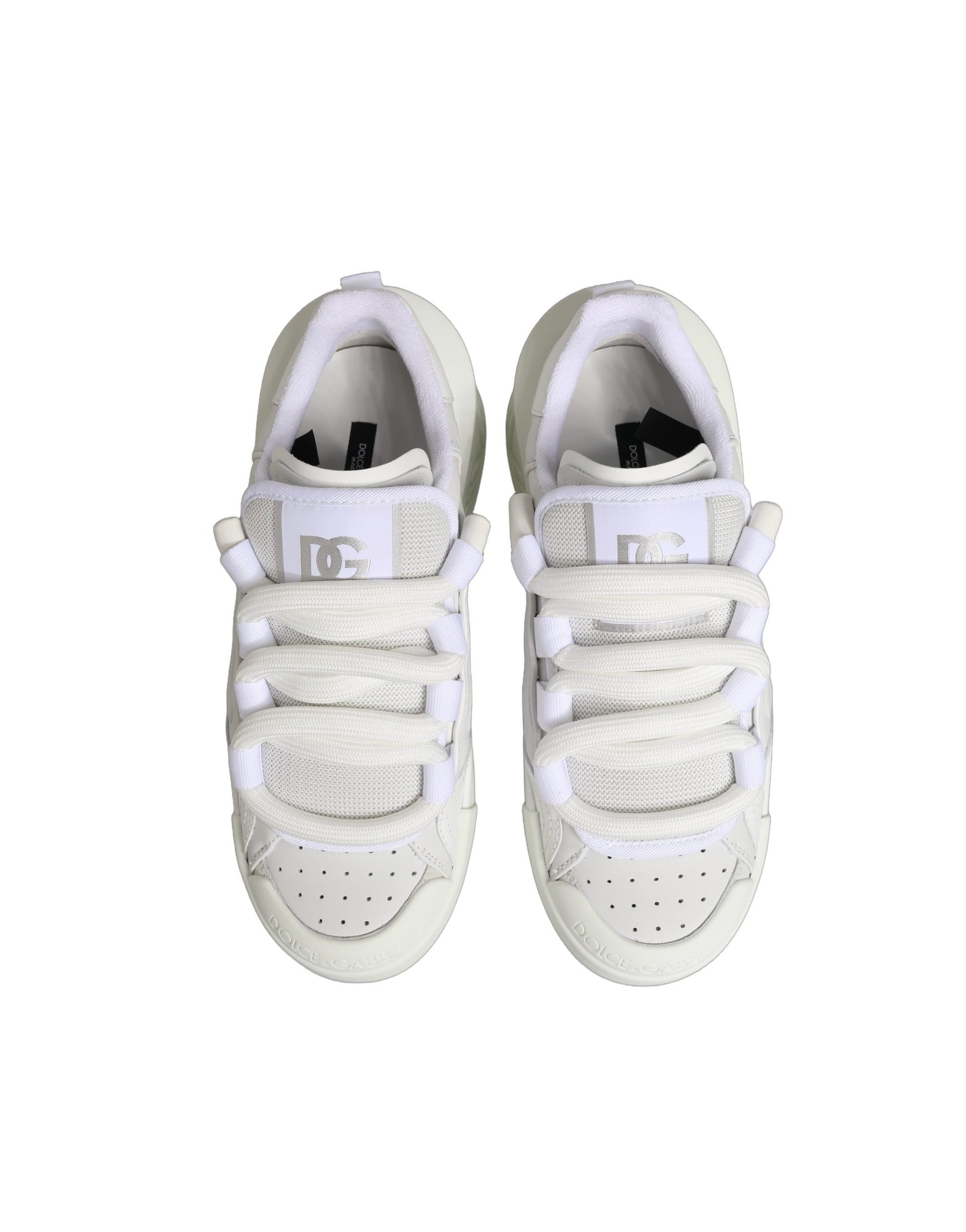 Dolce & Gabbana White Calfskin Leather Low Top Sneakers Shoes | Regal Royce