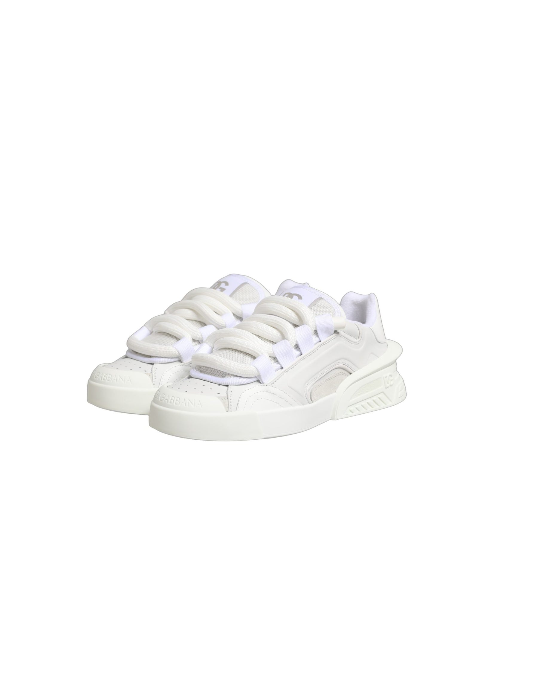 Dolce & Gabbana White Calfskin Leather Low Top Sneakers Shoes | Regal Royce