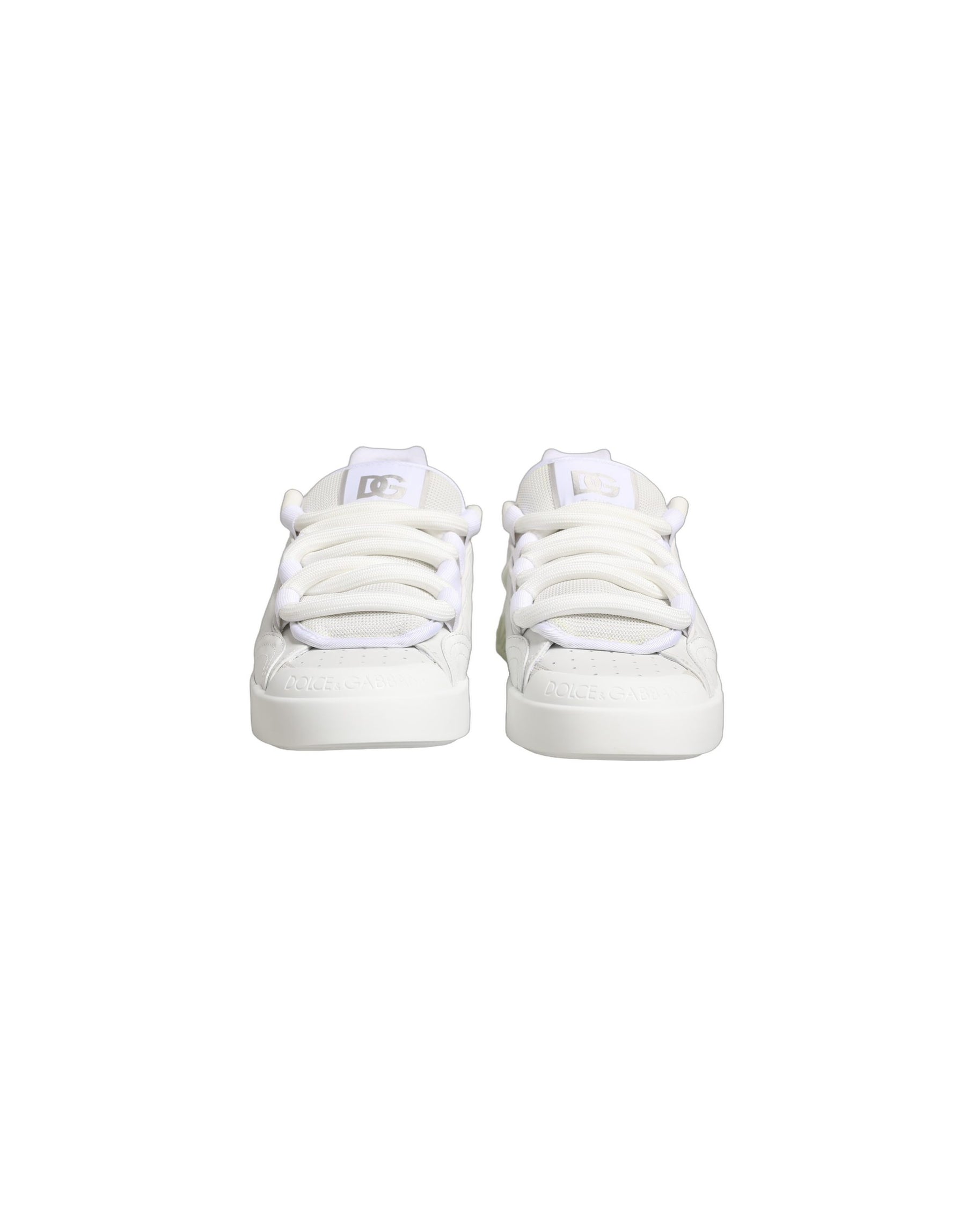 Dolce & Gabbana White Calfskin Leather Low Top Sneakers Shoes | Regal Royce
