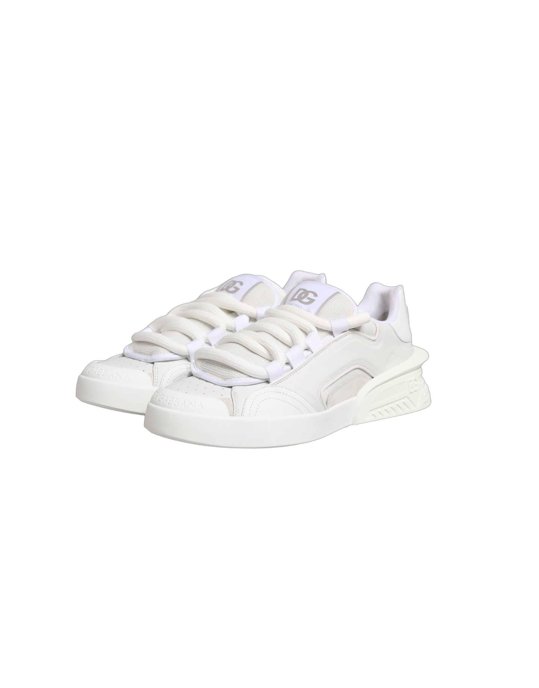 Dolce & Gabbana White Calfskin Leather Low Top Sneakers Shoes | Regal Royce
