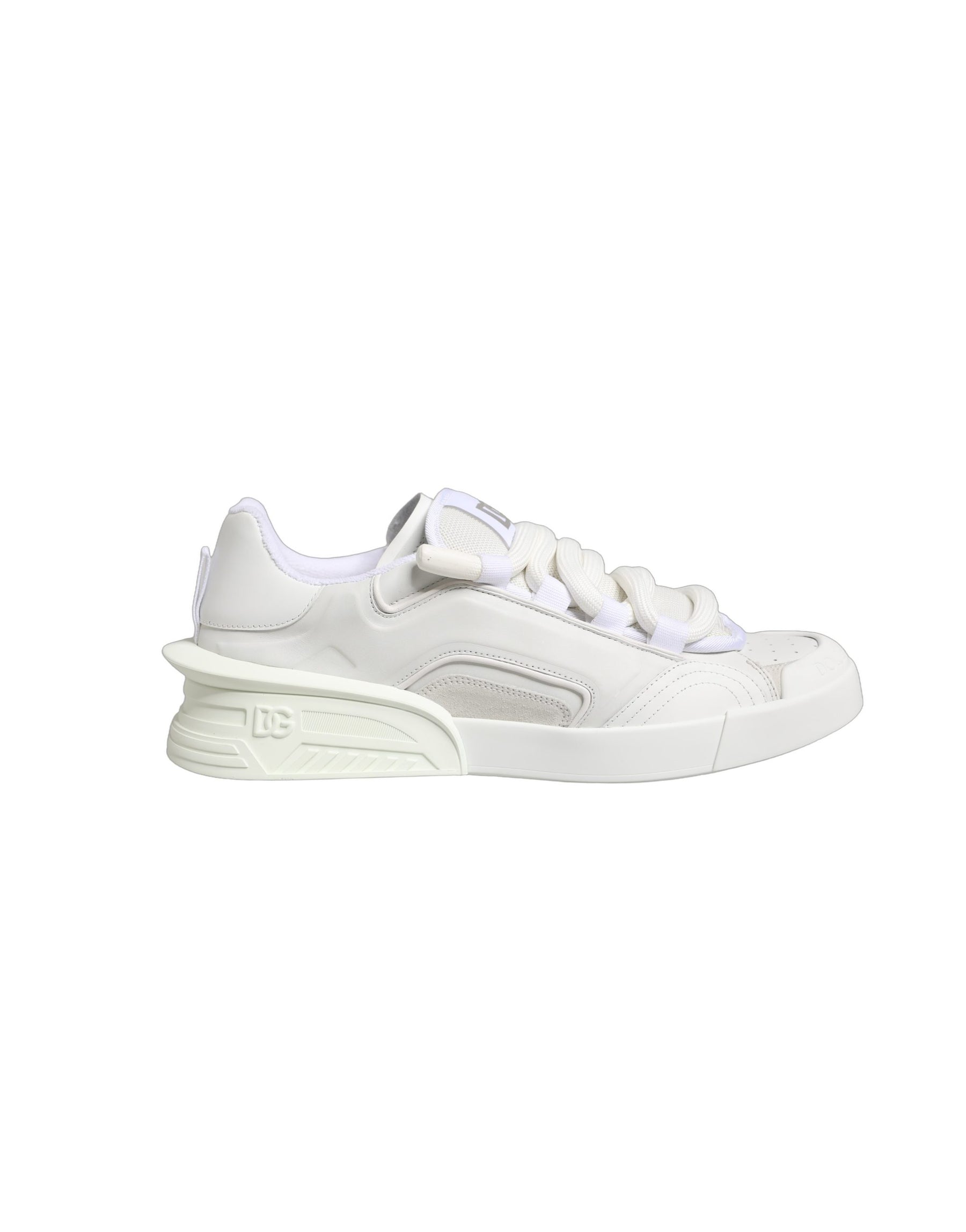 Dolce & Gabbana White Calfskin Leather Low Top Sneakers Shoes | Regal Royce