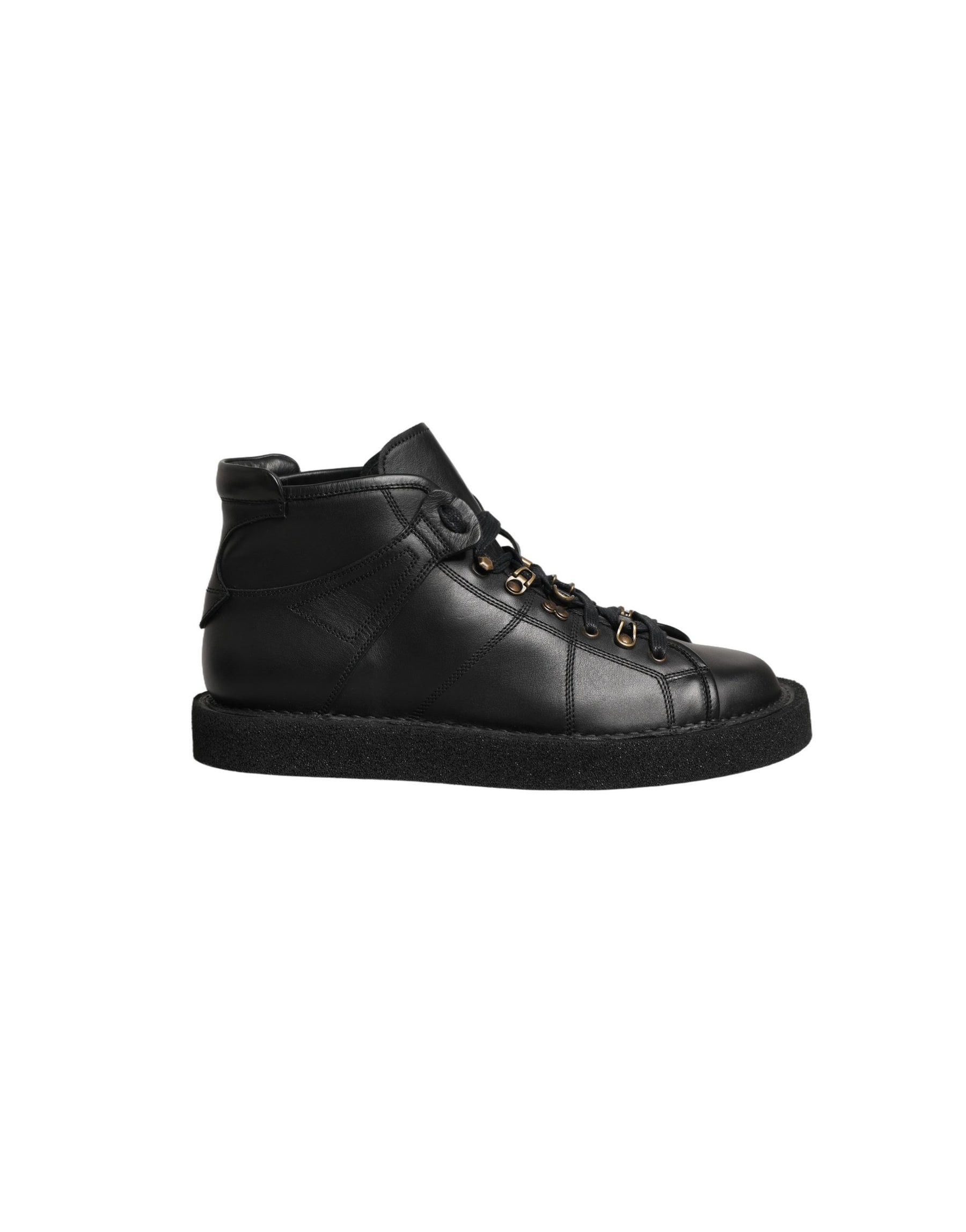 Dolce & Gabbana Black Leather Lace Up Men Ankle Boots Shoes | Regal Royce