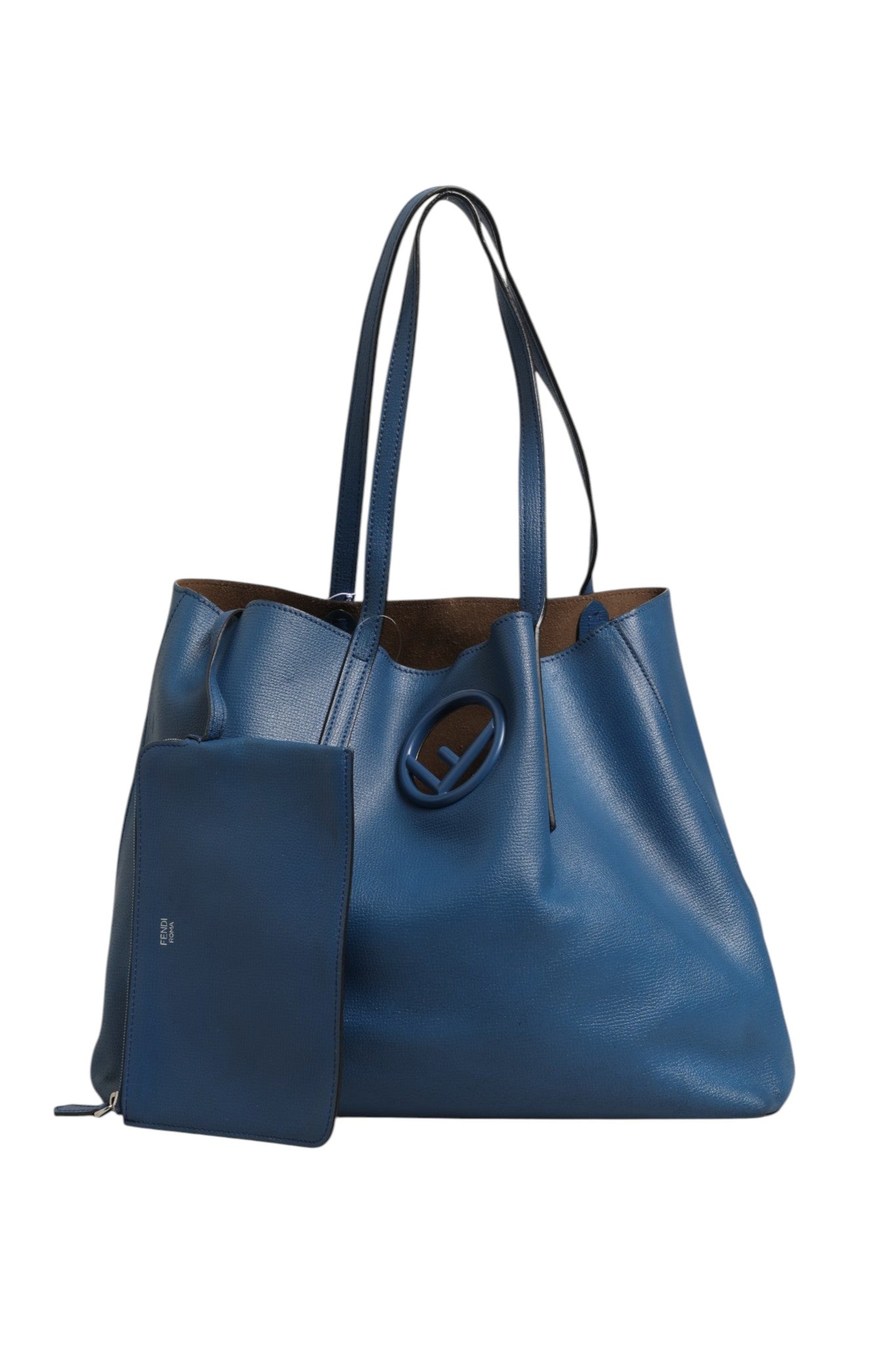 Fendi Leather Navy Blue Shopping Tote | Regal Royce