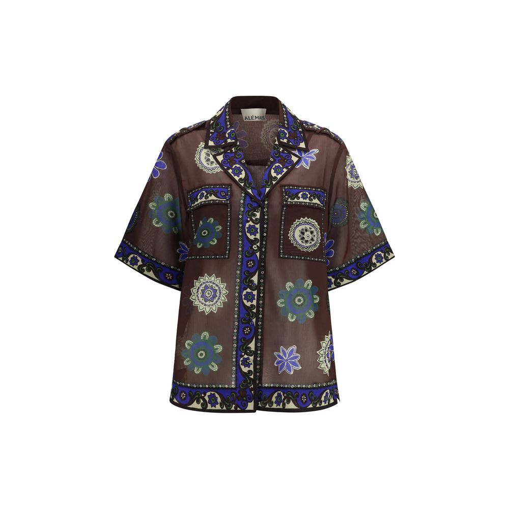 Alemais Brown Ramie Pattern Shirt | Regal Royce