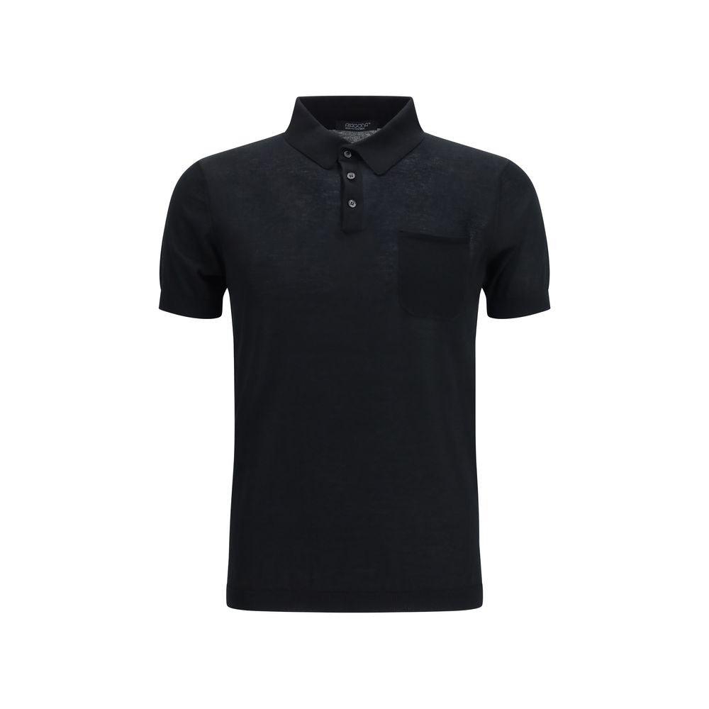 Aragona Cashmere Black Cotton Polo Shirt | Regal Royce