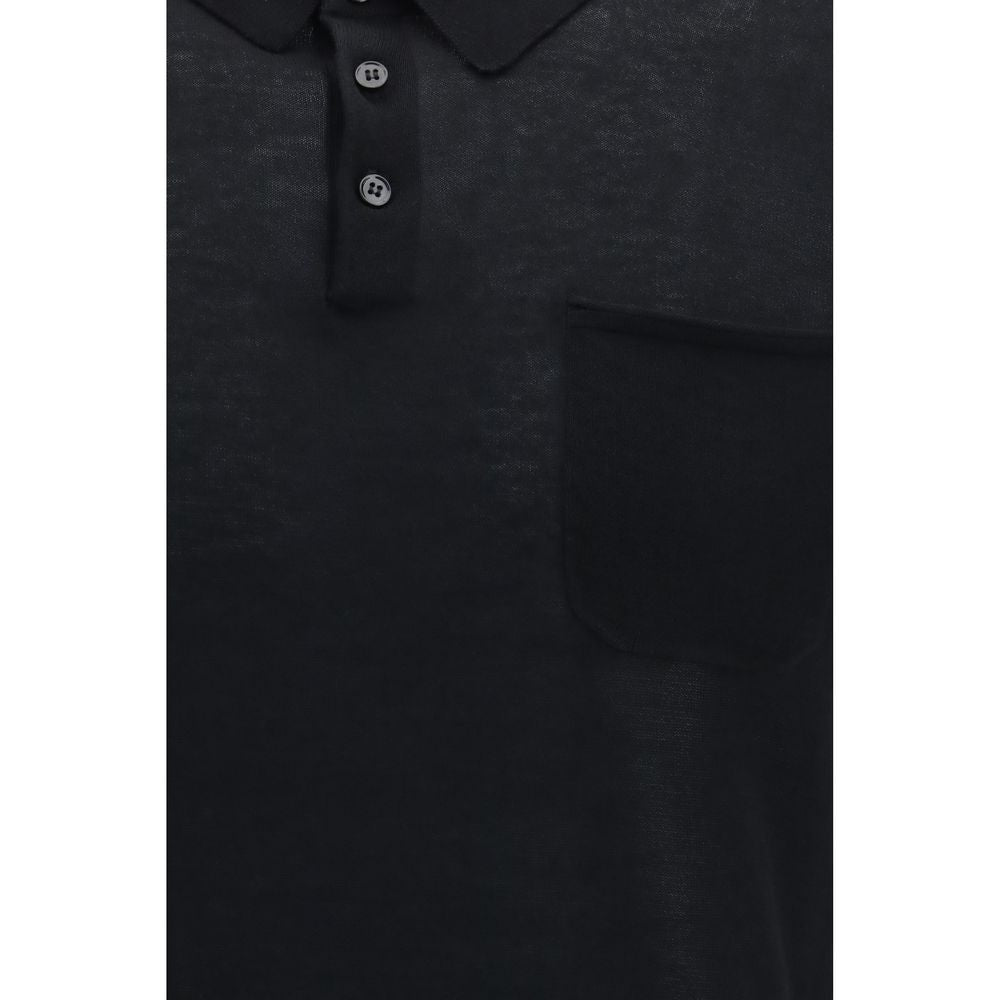 Aragona Cashmere Black Cotton Polo Shirt | Regal Royce