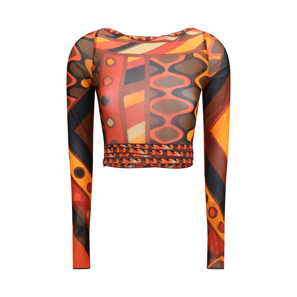 Emilio Pucci Orange Polyamide Pattern Shirt | Regal Royce