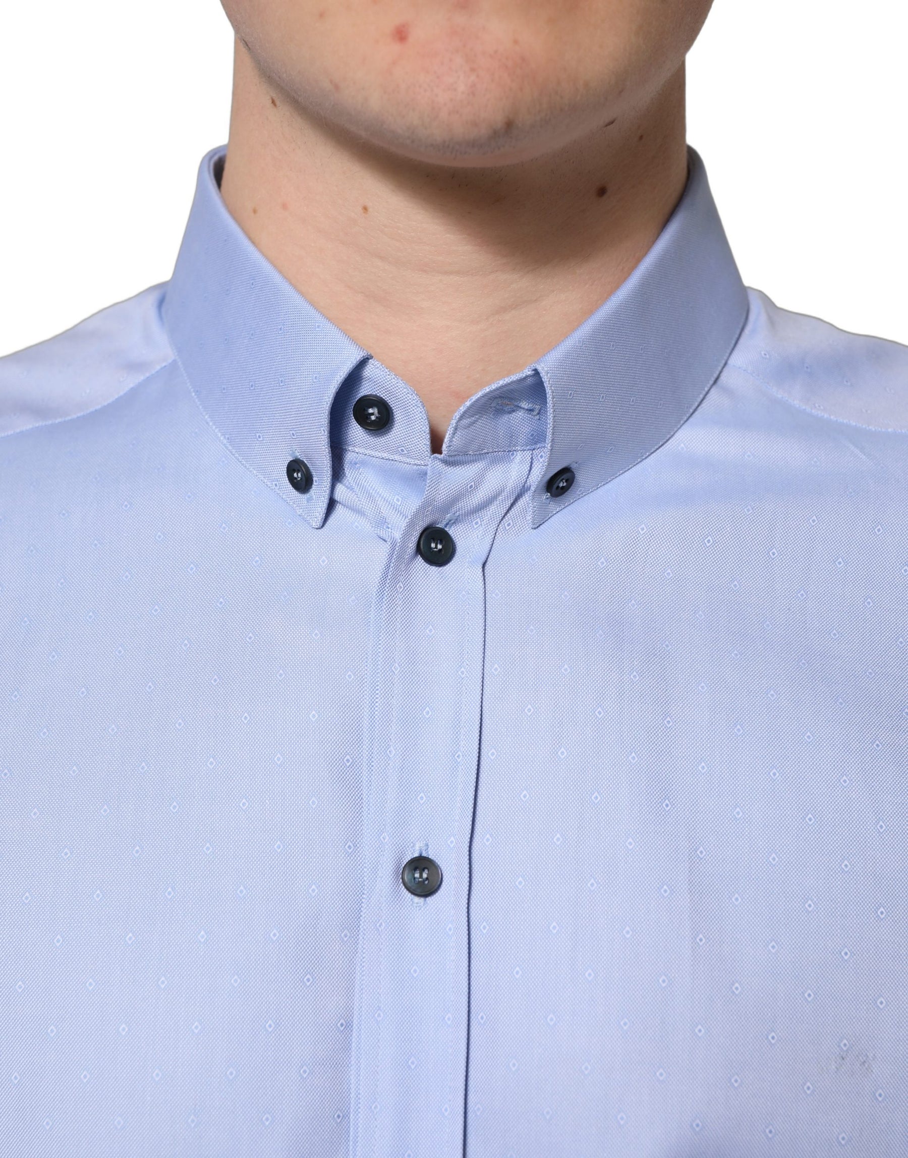 Dolce & Gabbana Light Blue Cotton Dress Formal Men Shirt | Regal Royce