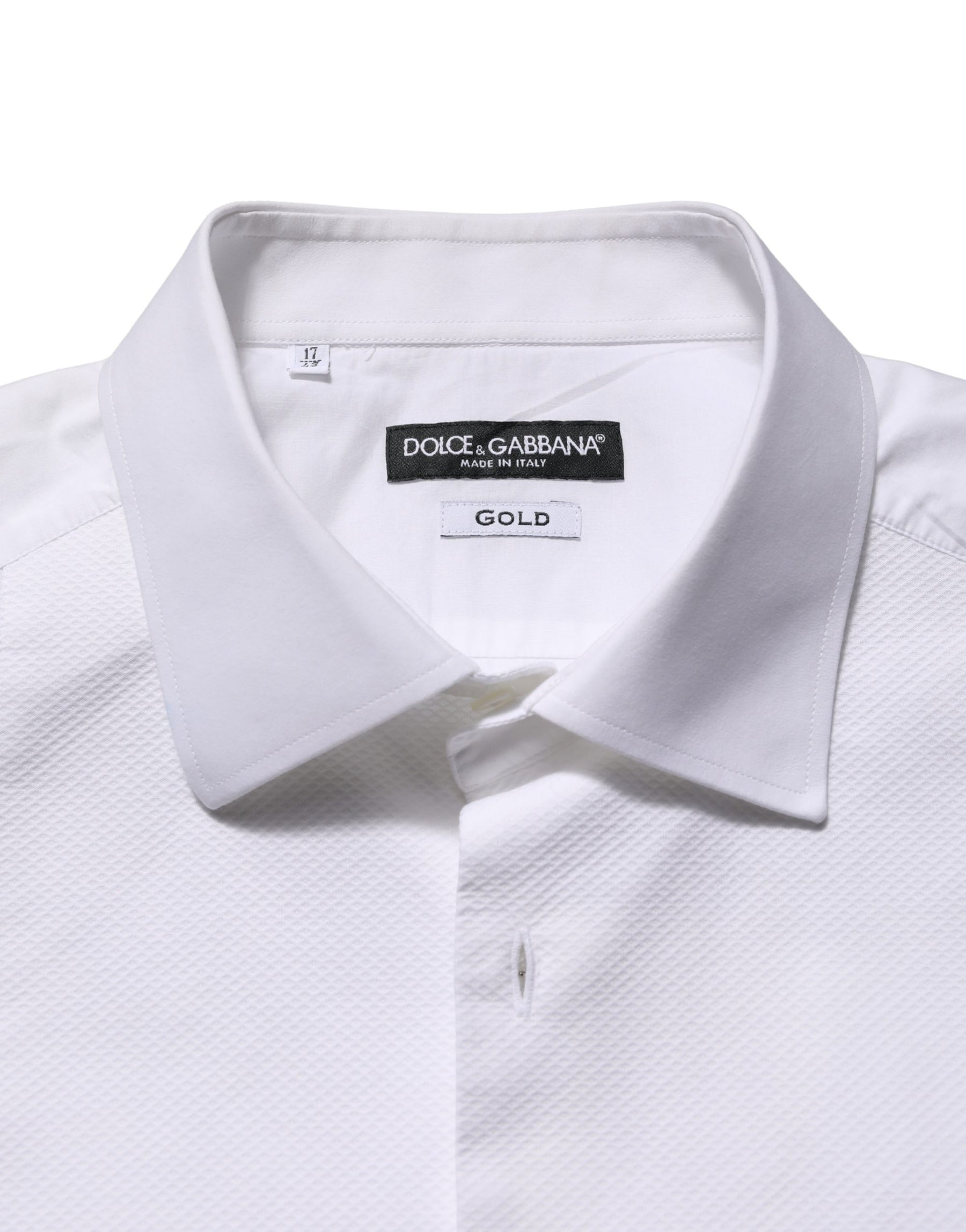 Dolce & Gabbana White Bib Cotton Poplin Dress Formal Shirt | Regal Royce