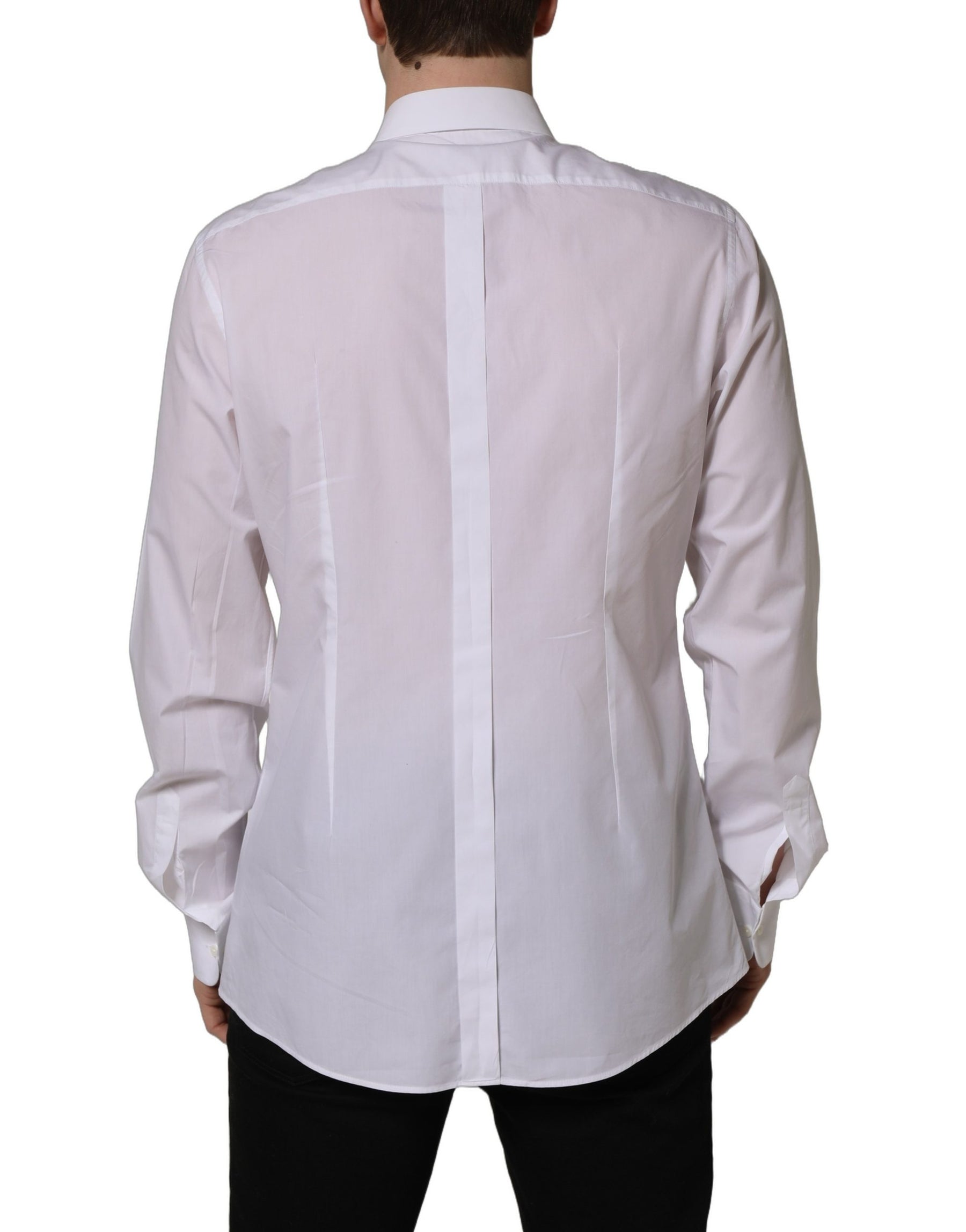 Dolce & Gabbana White Bib Cotton Poplin Dress Formal Shirt | Regal Royce
