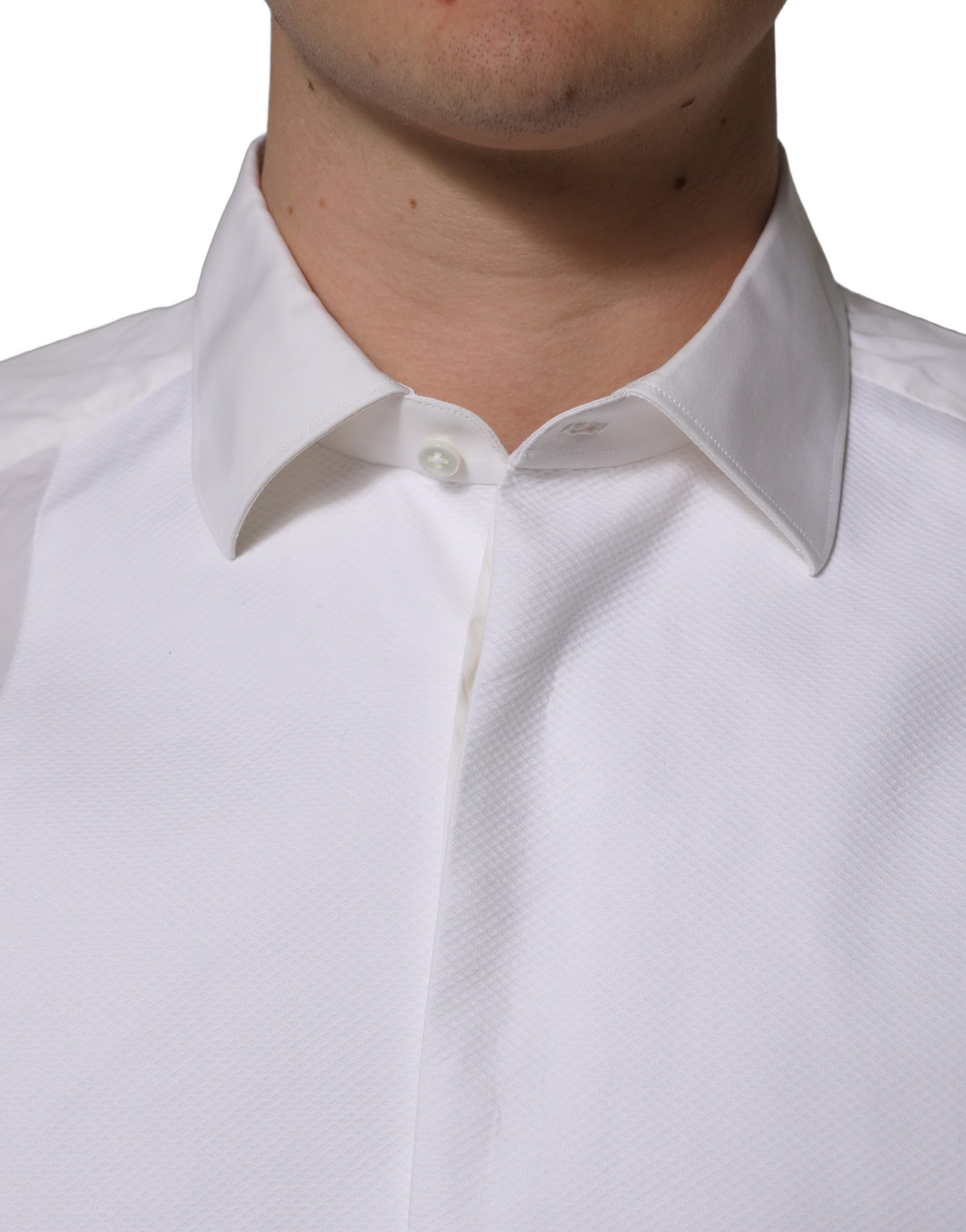 Dolce & Gabbana White Bib Cotton Poplin Dress Formal Shirt | Regal Royce