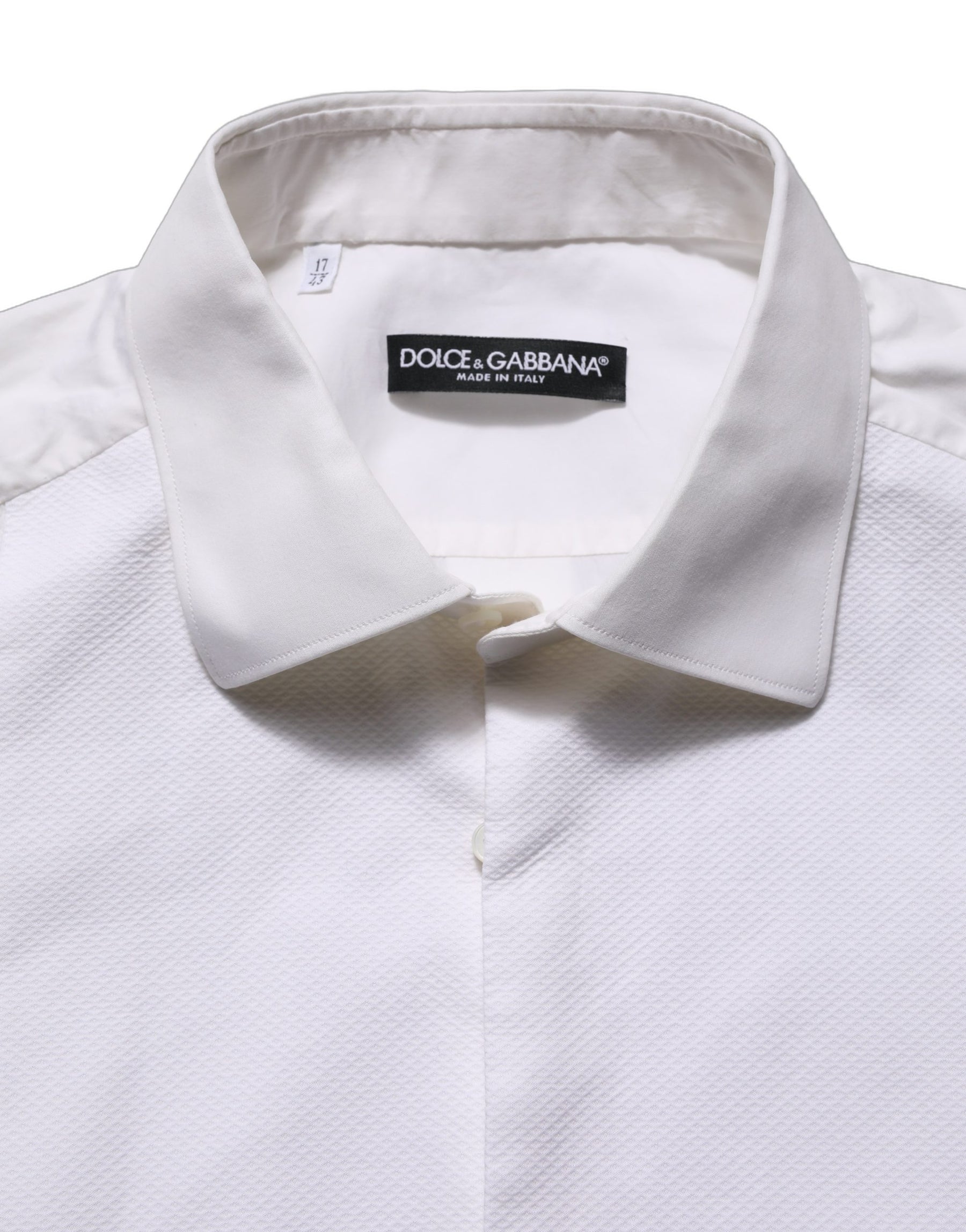 Dolce & Gabbana White Bib Cotton Poplin Dress Formal Shirt | Regal Royce