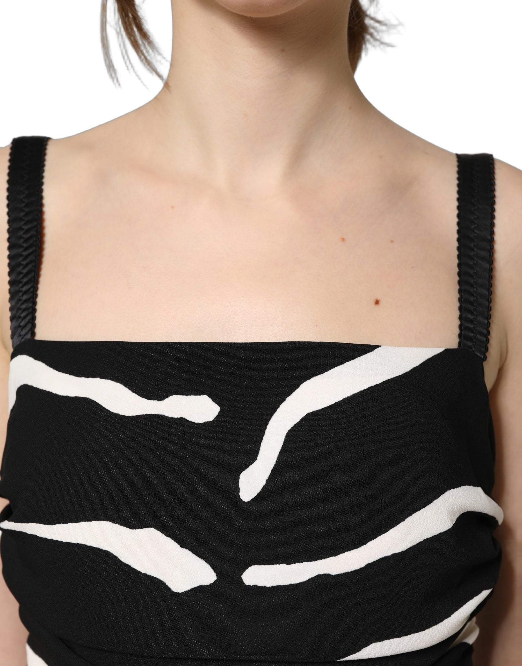 Dolce & Gabbana Black White Zebra Cady Calf Length Dress | Regal Royce