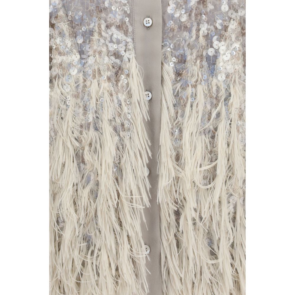 Brunello Cucinelli Beige Silk Shortsleeve Shirt | Regal Royce