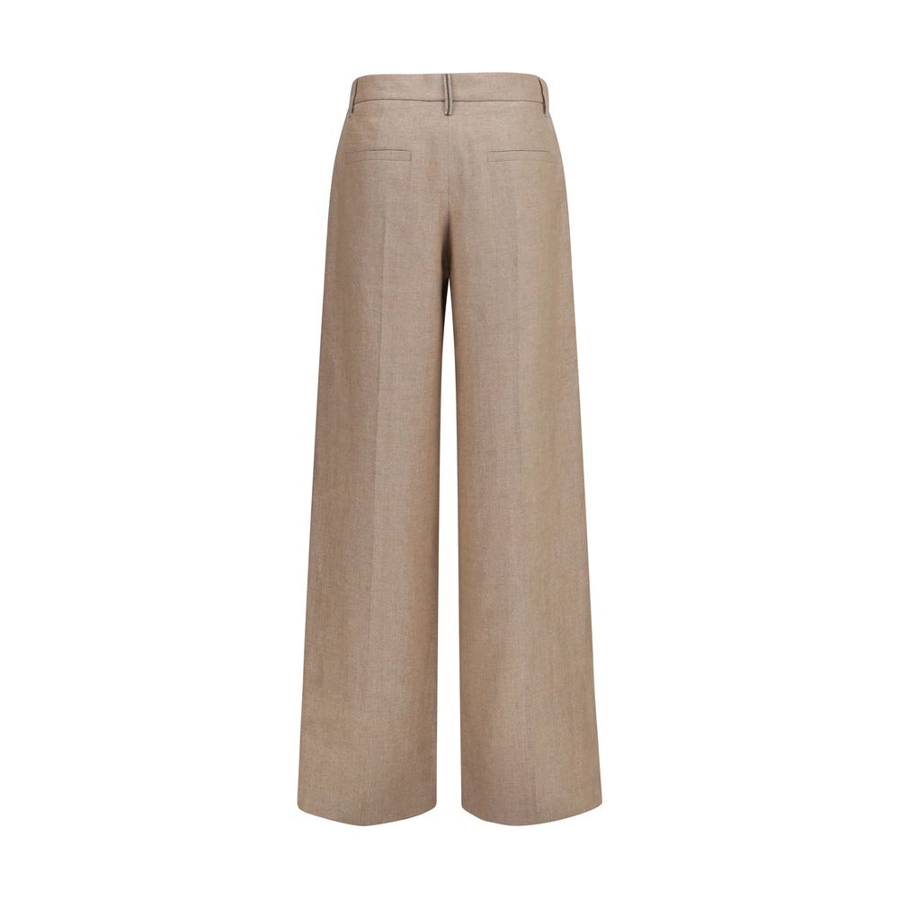 Brunello Cucinelli Beige Linen Casual Pants | Regal Royce