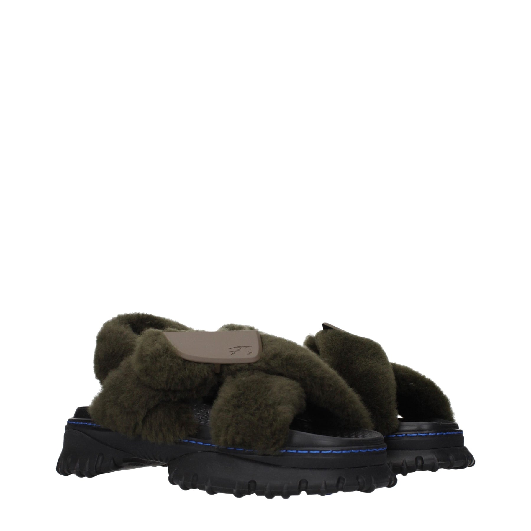 Burberry Green Fur Slippers | Regal Royce