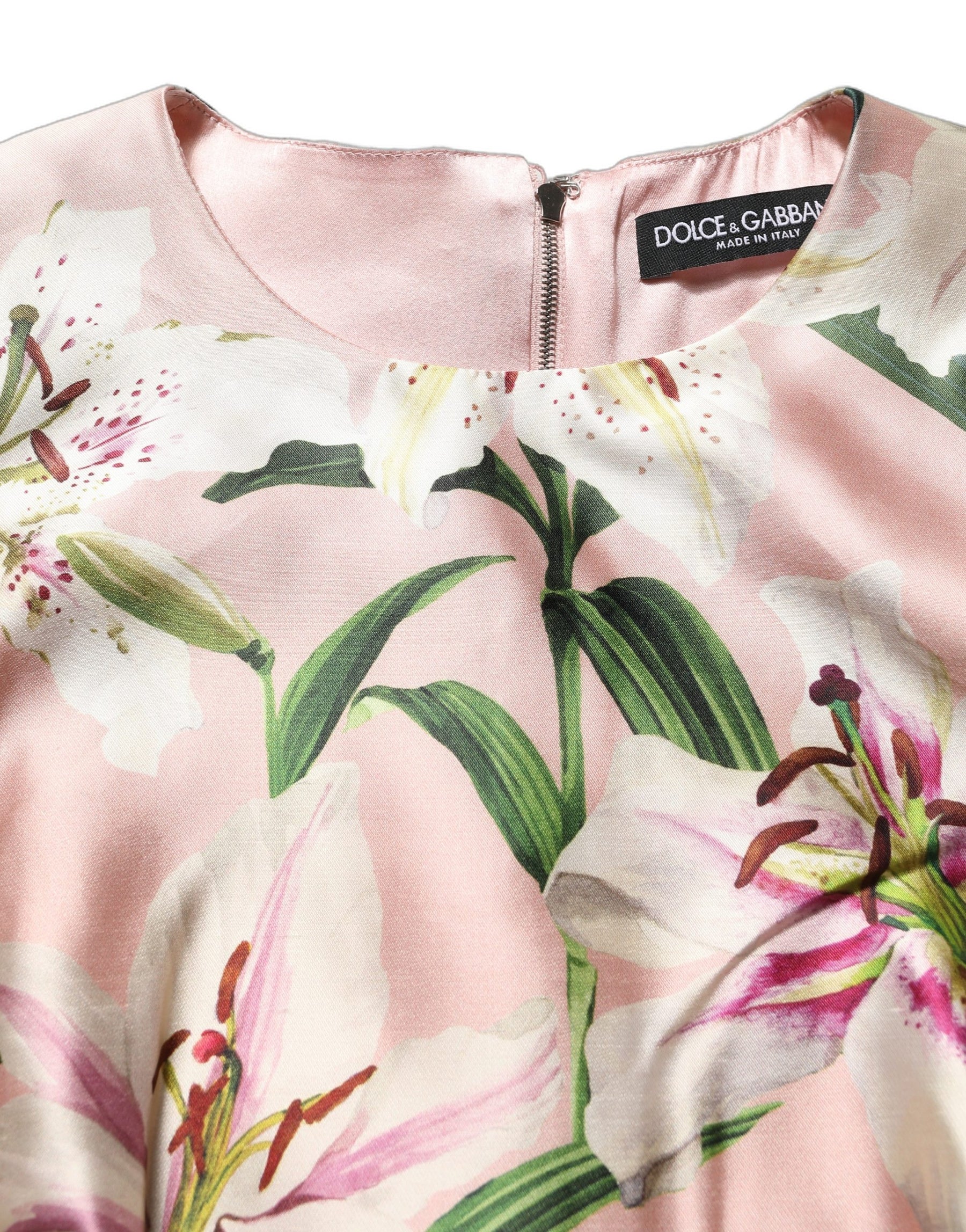 Dolce & Gabbana Light Pink LilyPrint Sleeveless Sheath Dress | Regal Royce