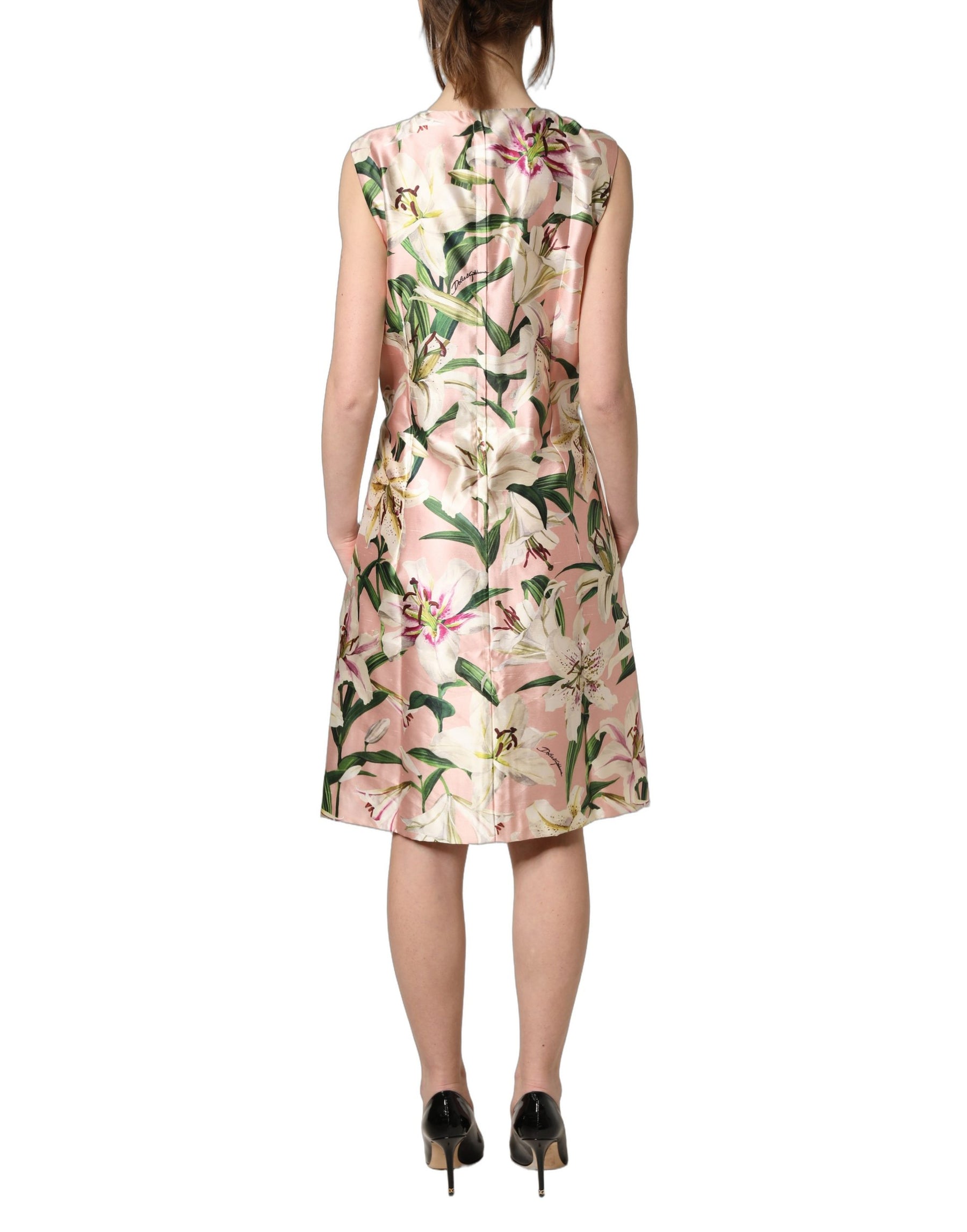 Dolce & Gabbana Light Pink LilyPrint Sleeveless Sheath Dress | Regal Royce