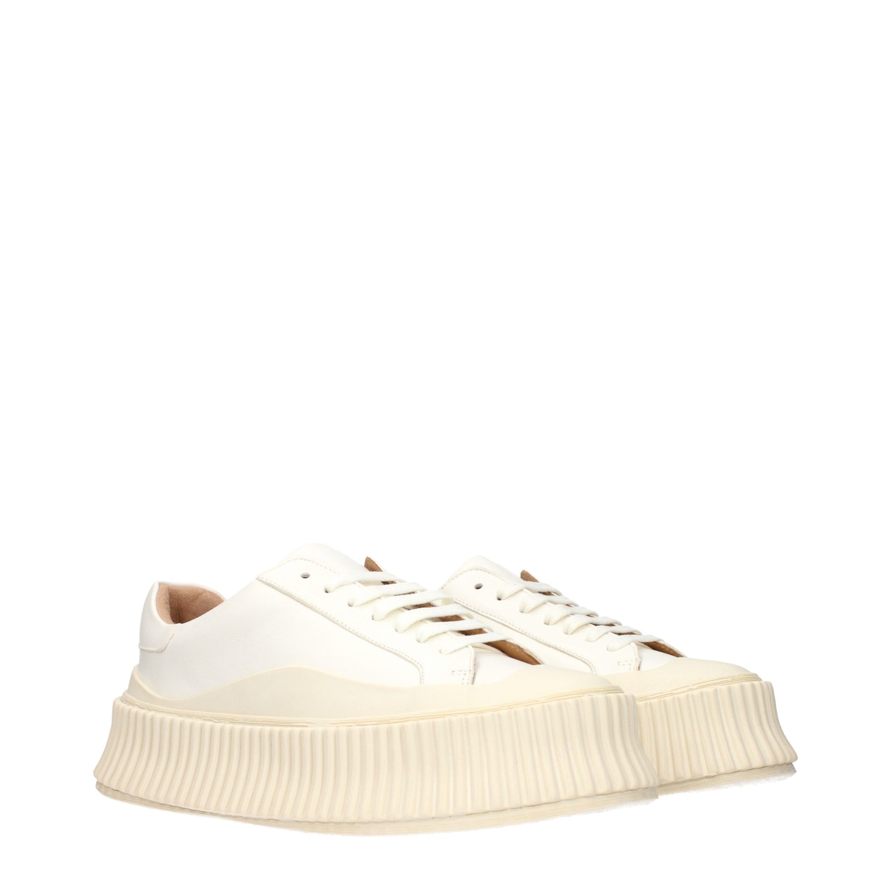 Jil Sander White Leather Platform Sneakers | Regal Royce
