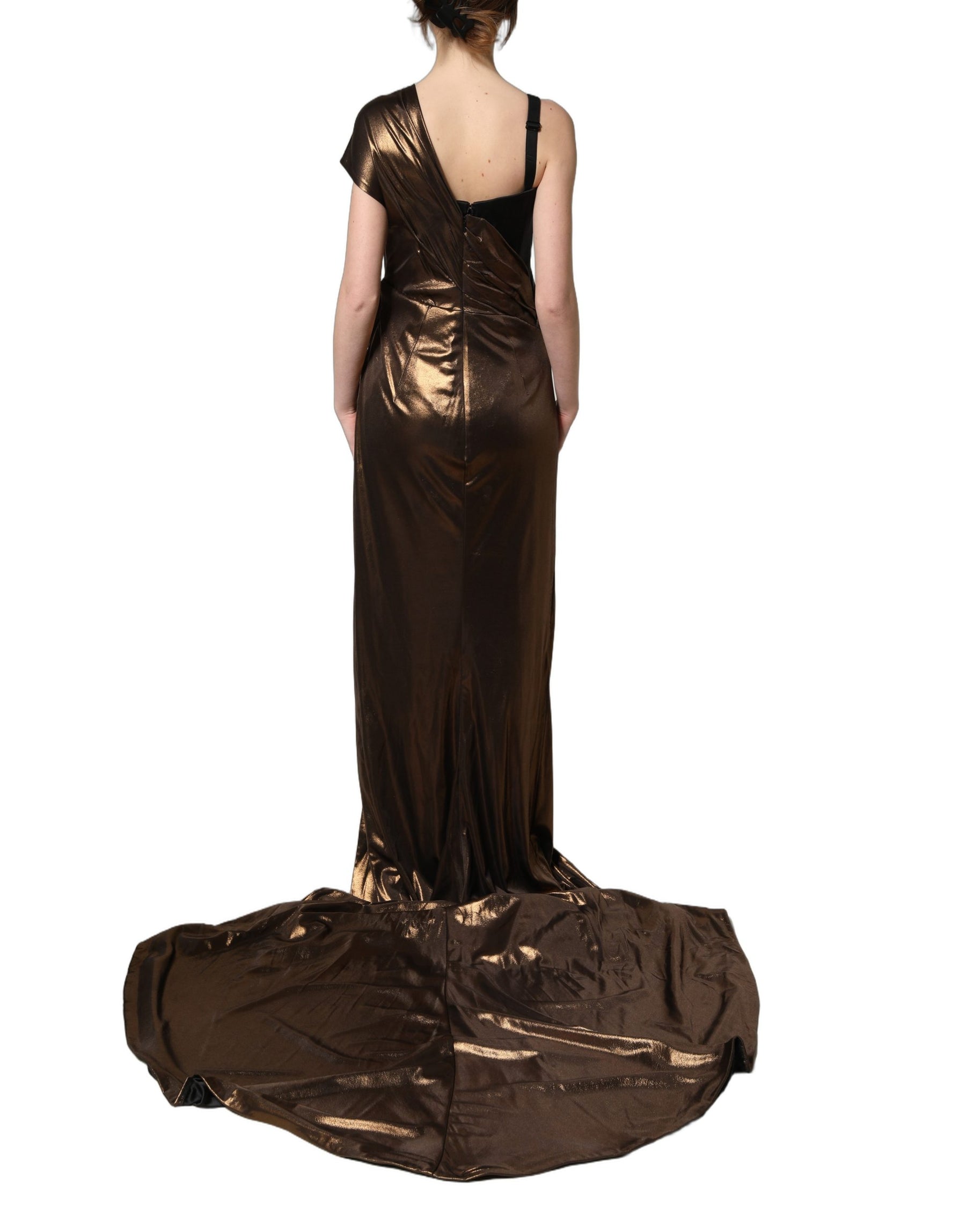 Dolce & Gabbana Bronze Asymmetrical Draping OneShoulder Dress | Regal Royce