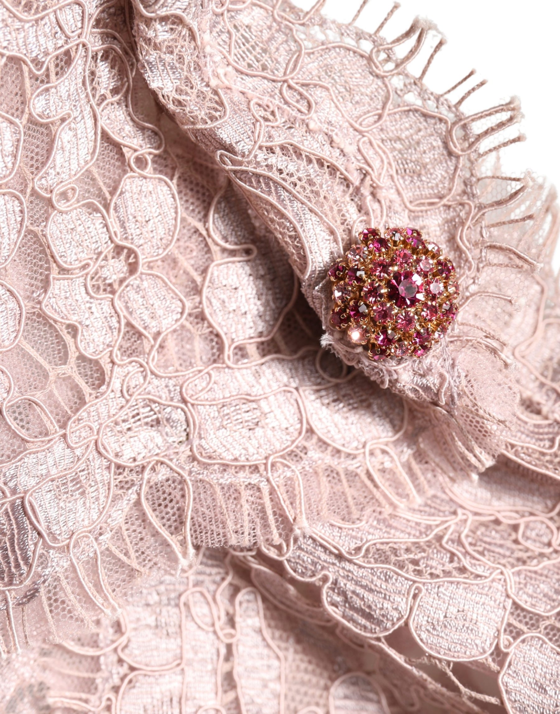 Dolce & Gabbana Pink Lace Long Sleeves Evening Gown Dress | Regal Royce