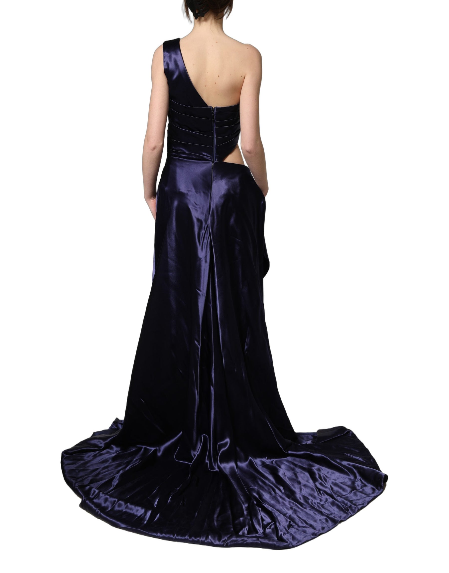 Dolce & Gabbana Navy Blue One Shoulder Evening Gown Dress | Regal Royce