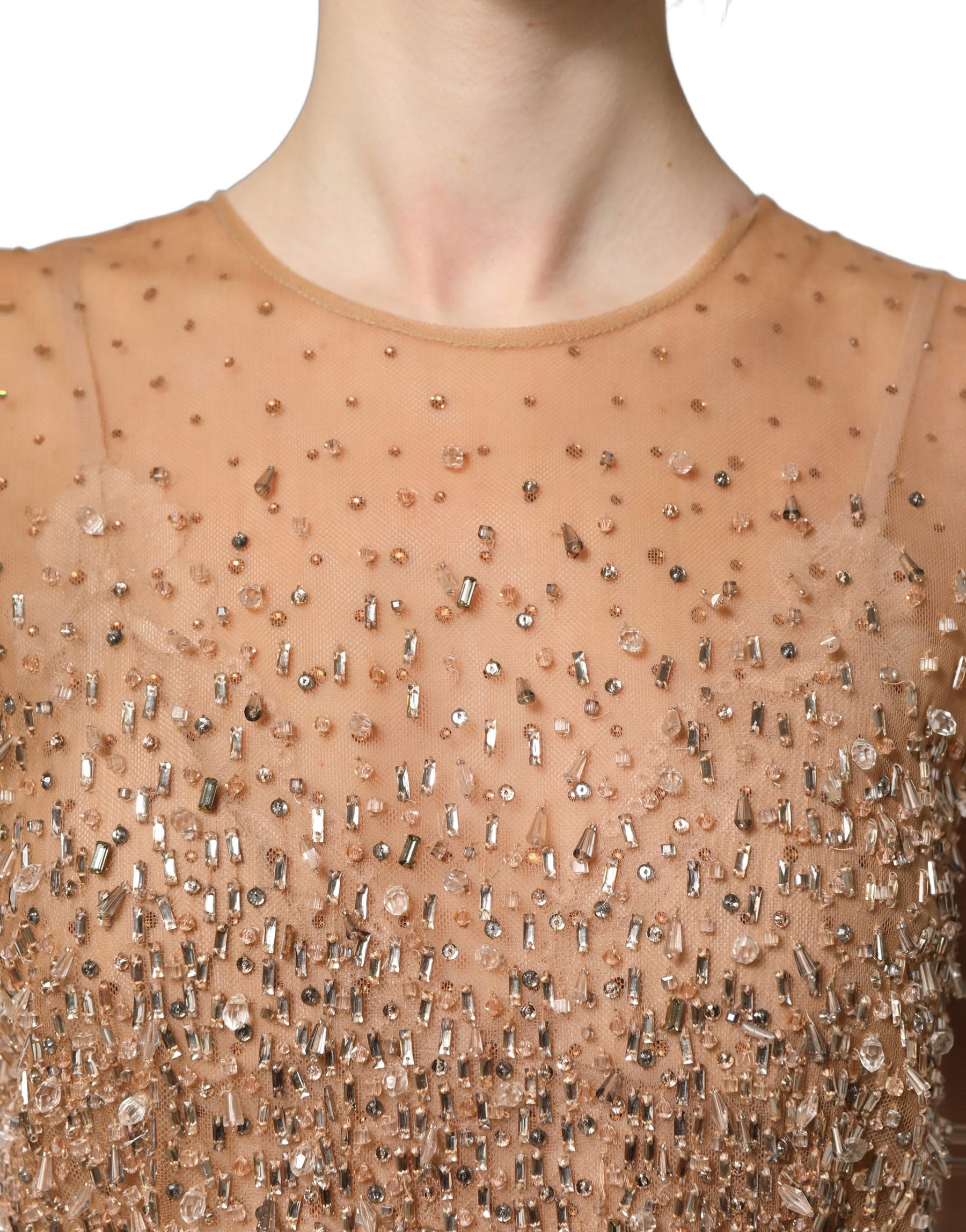 Dolce & Gabbana Brown Crystal Embellished Mermaid Gown Dress | Regal Royce