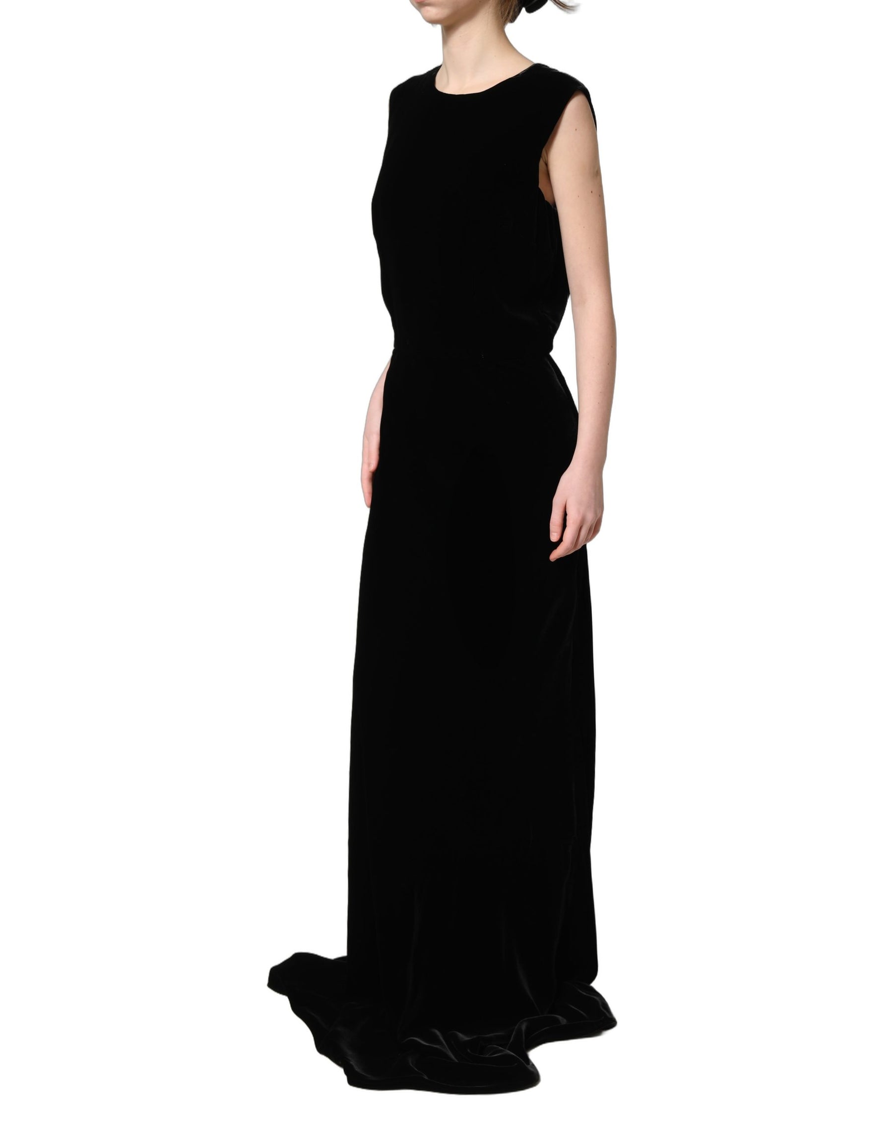 Dolce & Gabbana Black Viscose Velvet Floor Length Gown Dress | Regal Royce