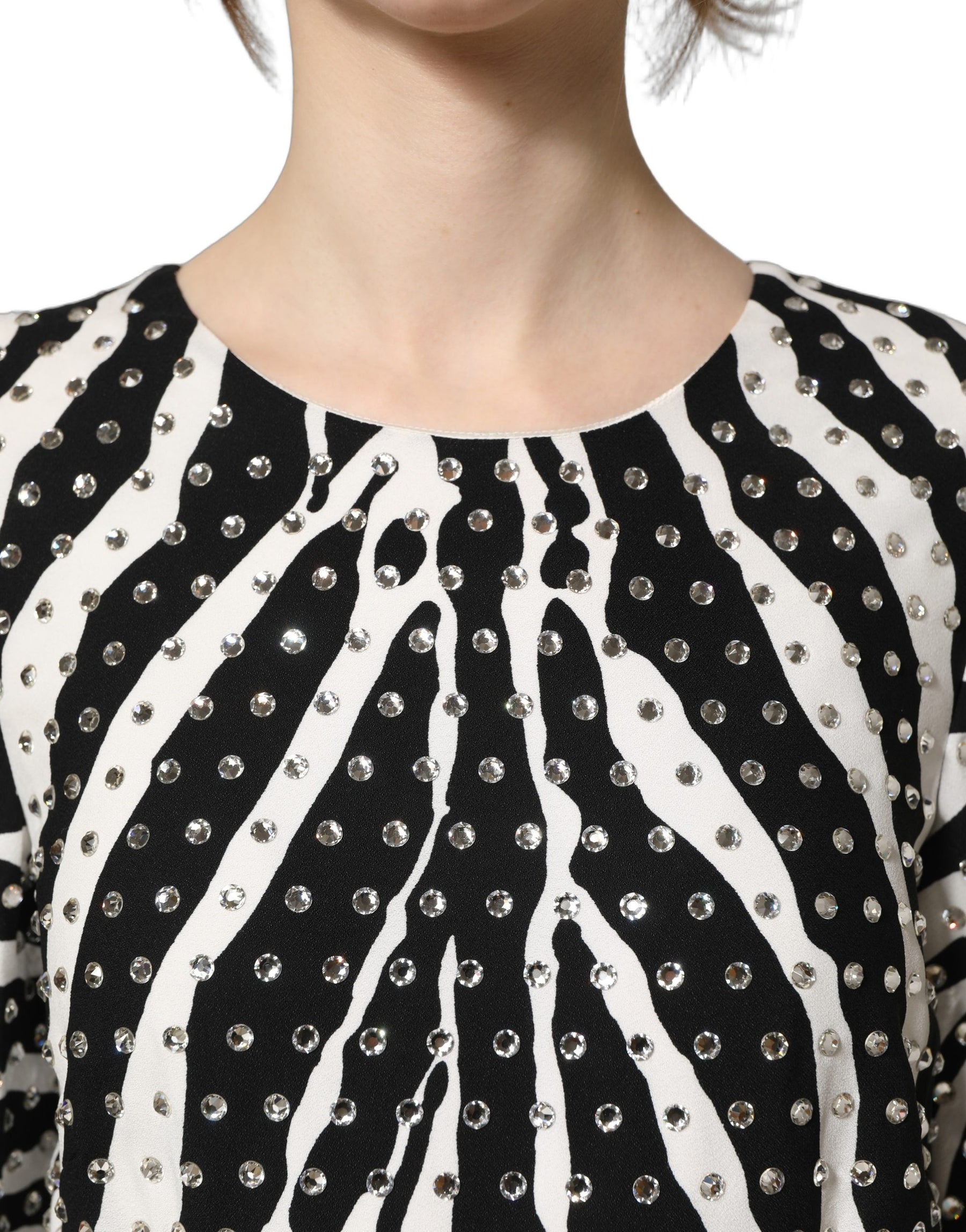 Dolce & Gabbana Black White Zebra Crystal Embellished Dress | Regal Royce