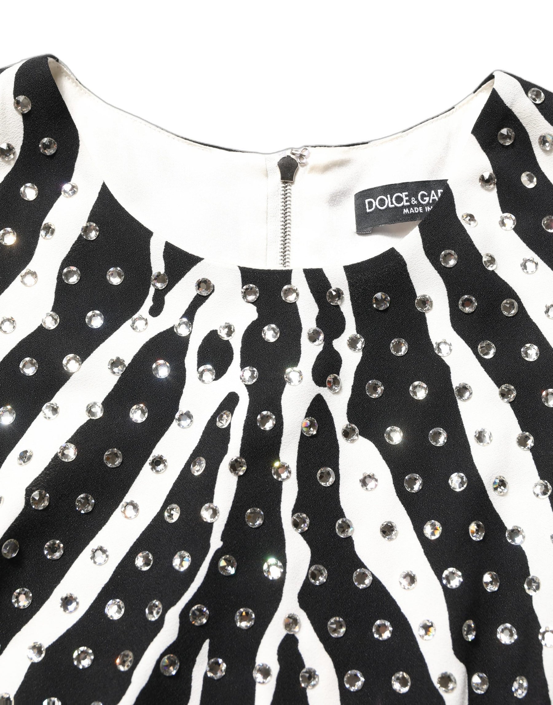 Dolce & Gabbana Black White Zebra Crystal Embellished Dress | Regal Royce