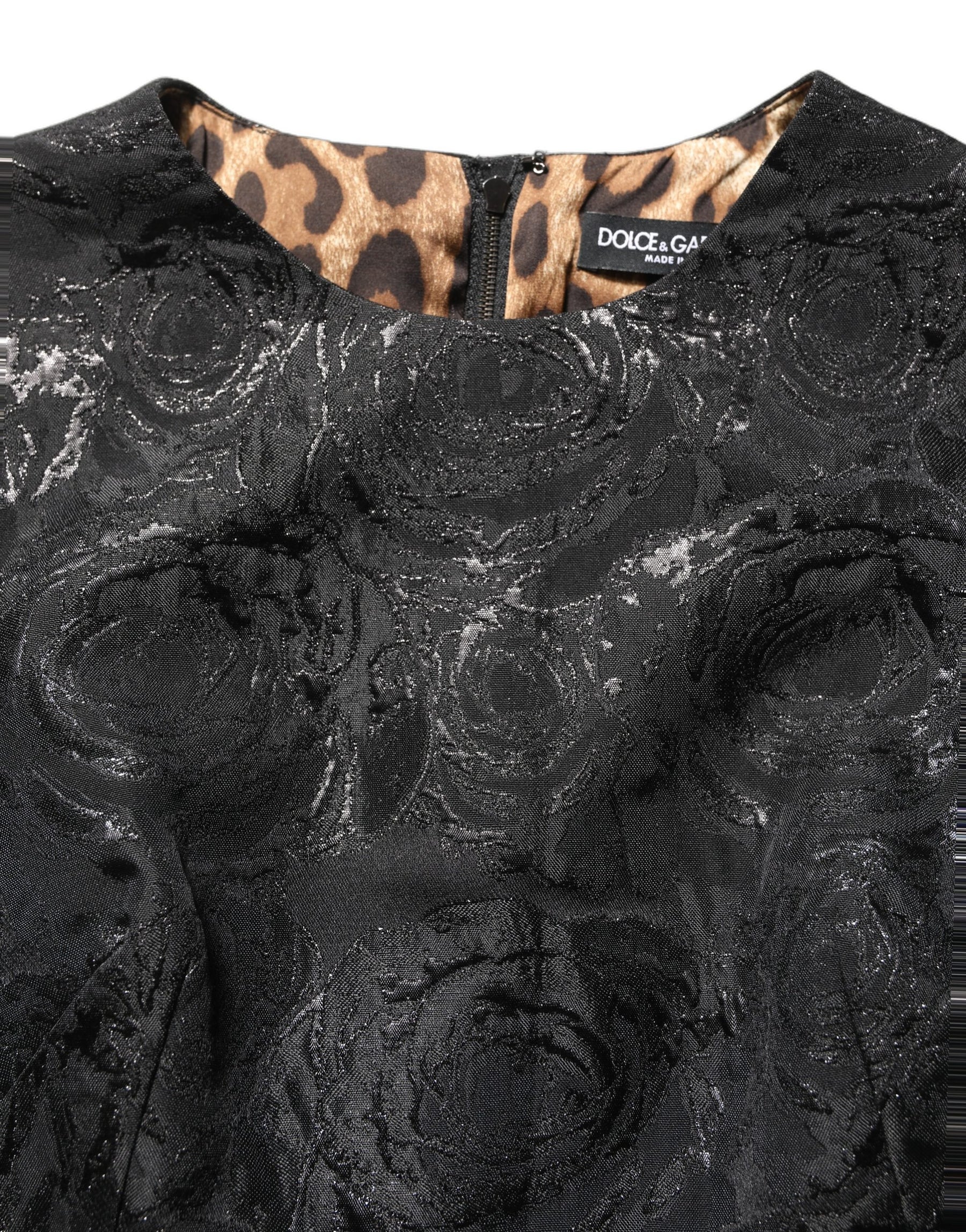 Dolce & Gabbana Black Floral Jacquard Flared A-line Dress | Regal Royce