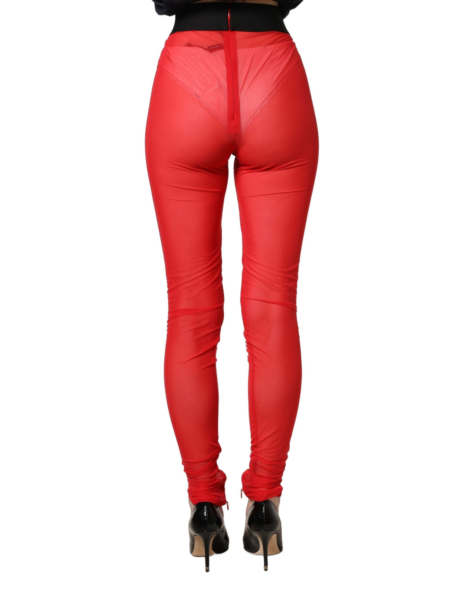 Dolce & Gabbana Red Nylon Stretch Slim Legging Trouser Pants | Regal Royce