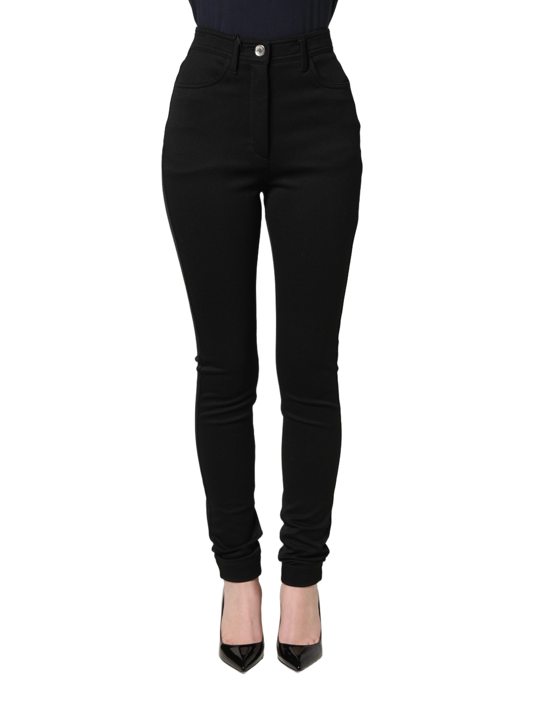 Dolce & Gabbana Black Nylon Stretch Skinny High Waist Pants | Regal Royce