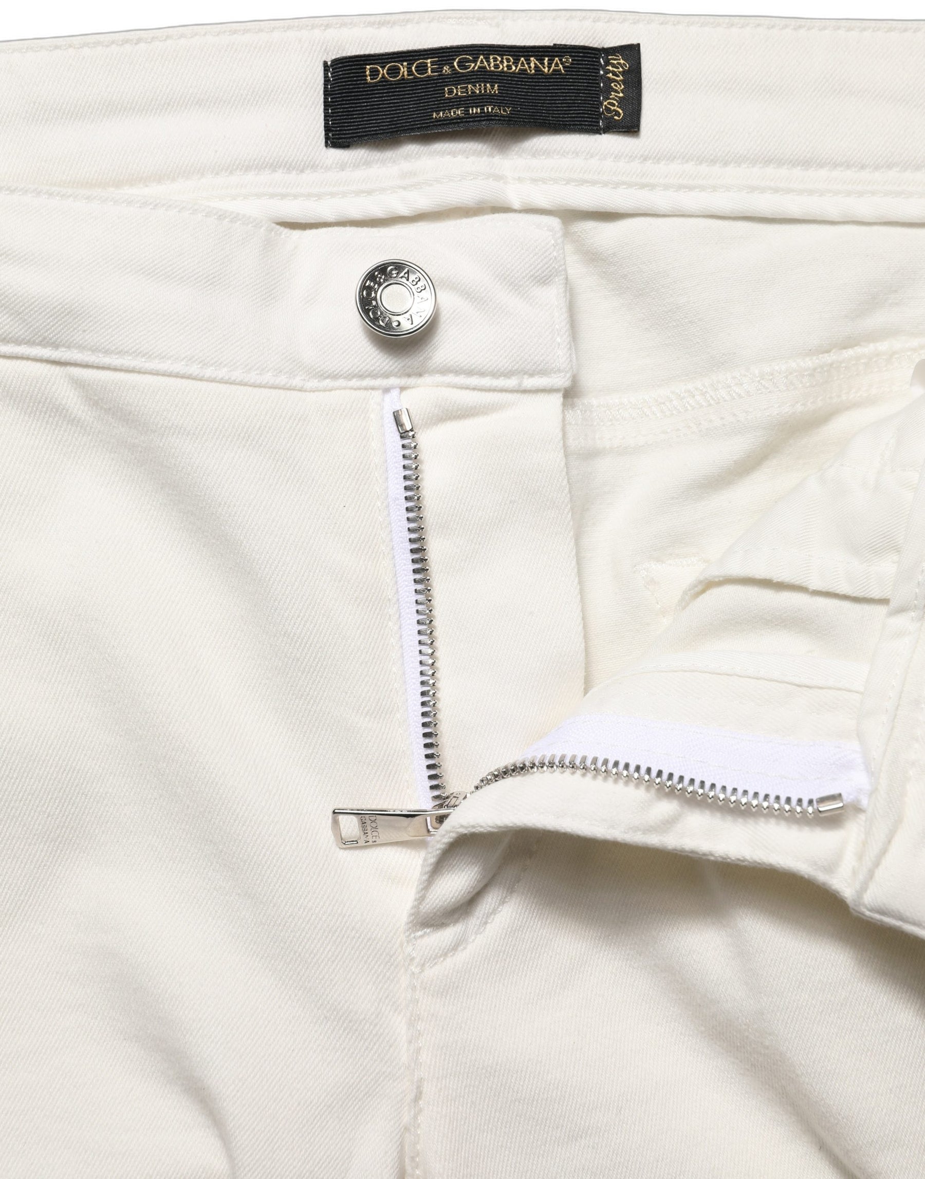 Dolce & Gabbana White Tattered Skinny Cotton Denim Jeans | Regal Royce