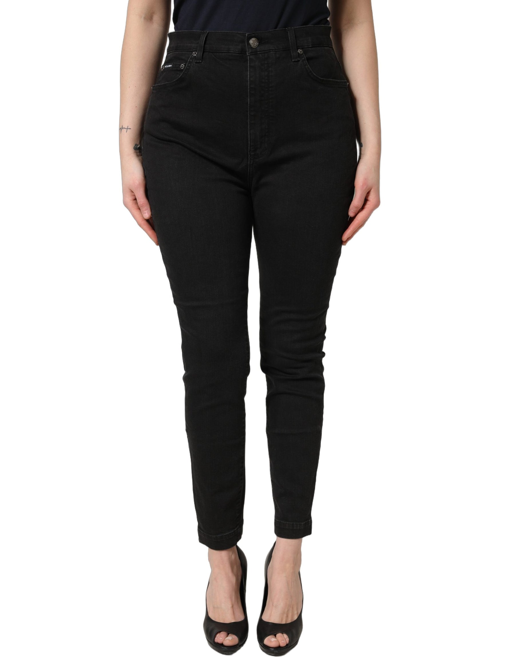 Dolce & Gabbana Black Skinny Cotton High Waist Denim Jeans | Regal Royce