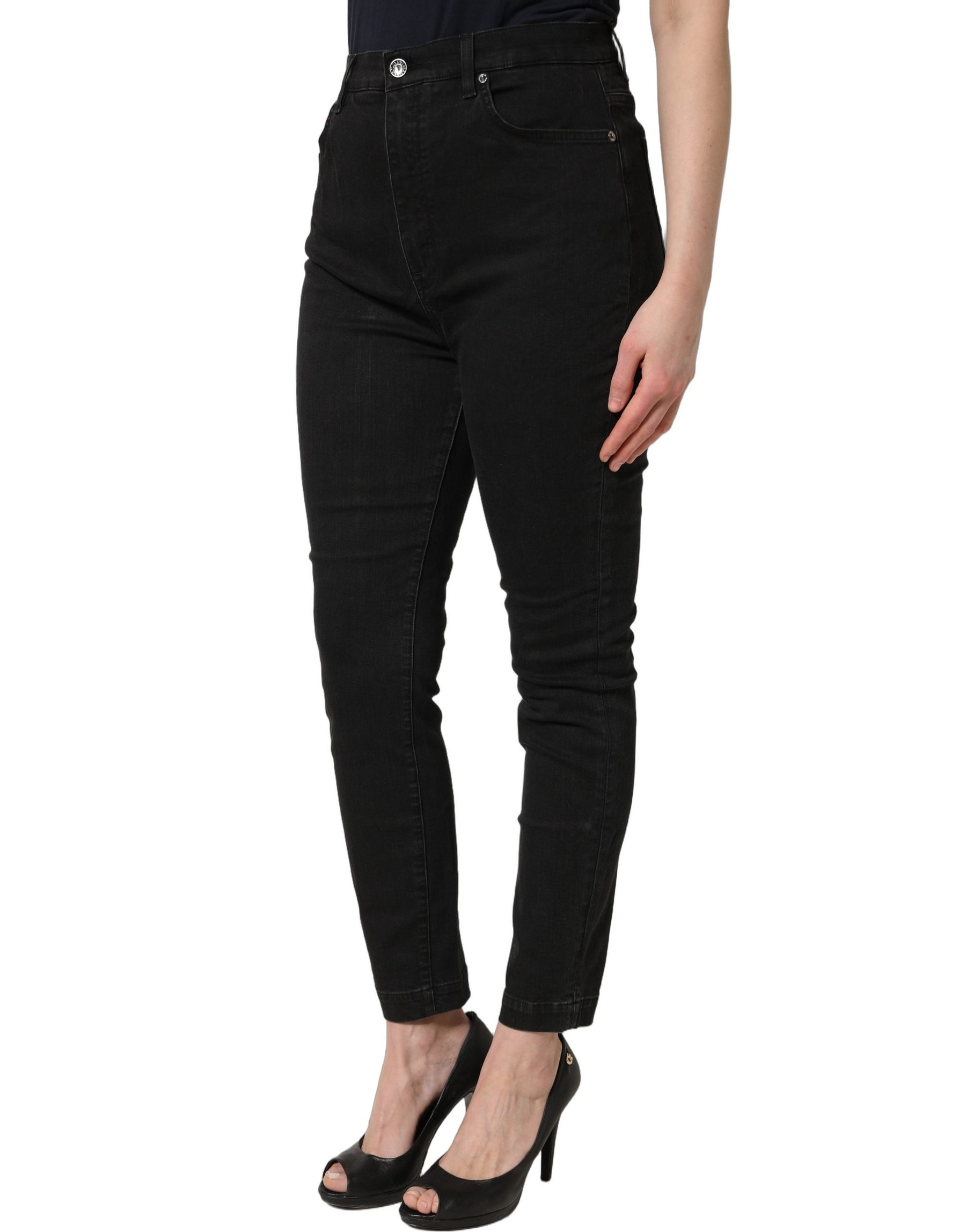 Dolce & Gabbana Black Skinny Cotton High Waist Denim Jeans | Regal Royce