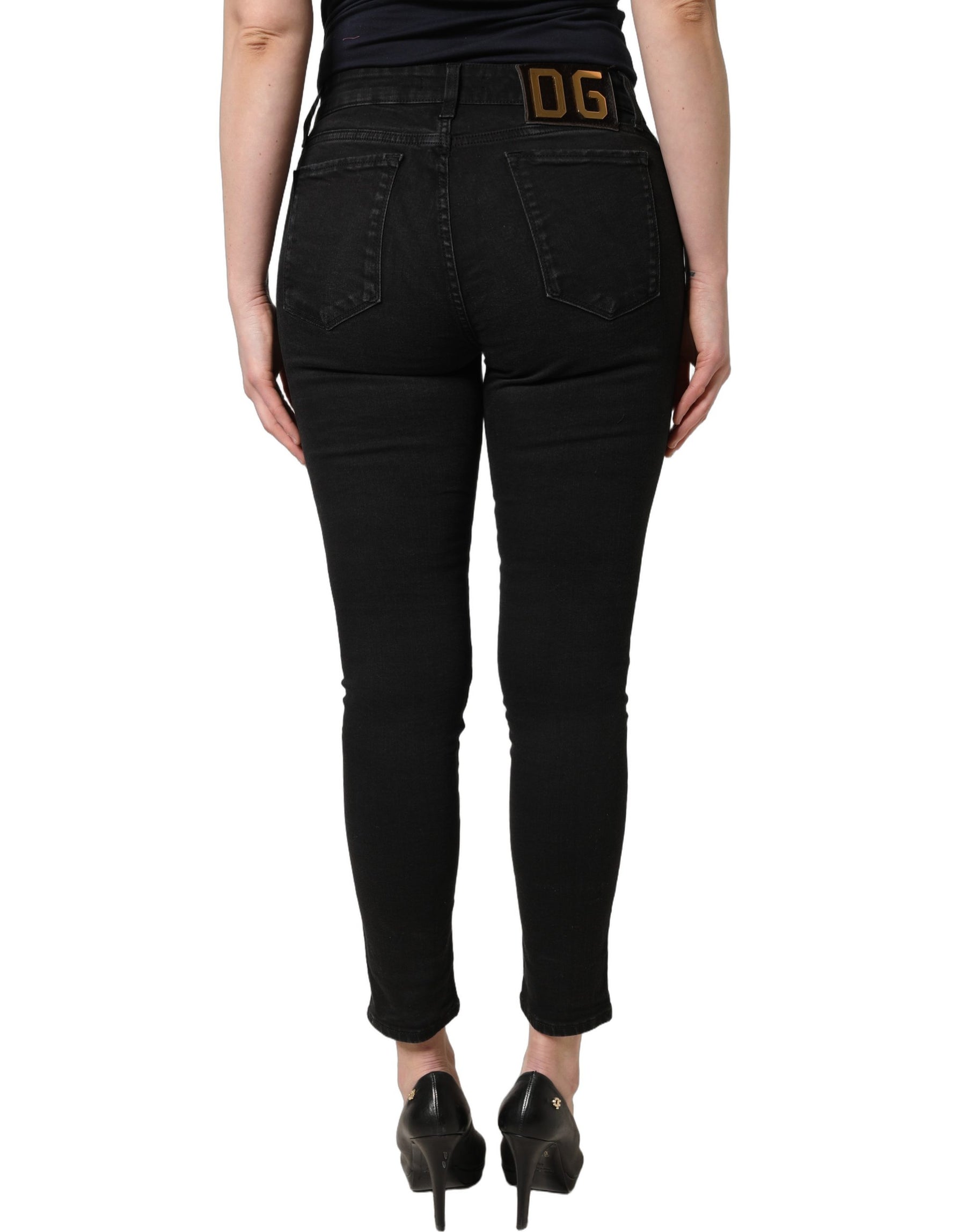 Dolce & Gabbana Black Skinny Cotton Low Waist Denim Jeans | Regal Royce