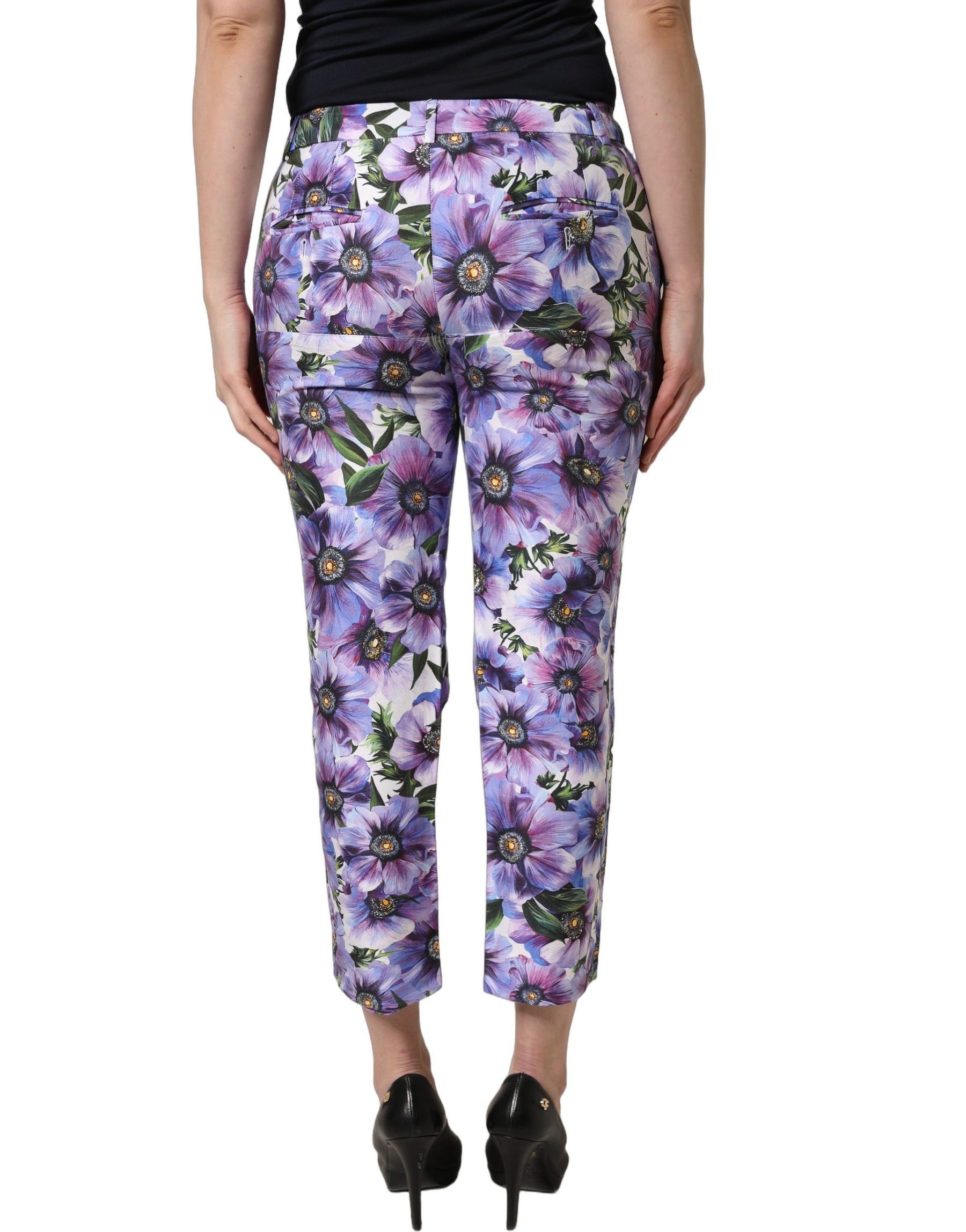 Dolce & Gabbana Multicolor Floral Print CroppedTrouser Pants | Regal Royce