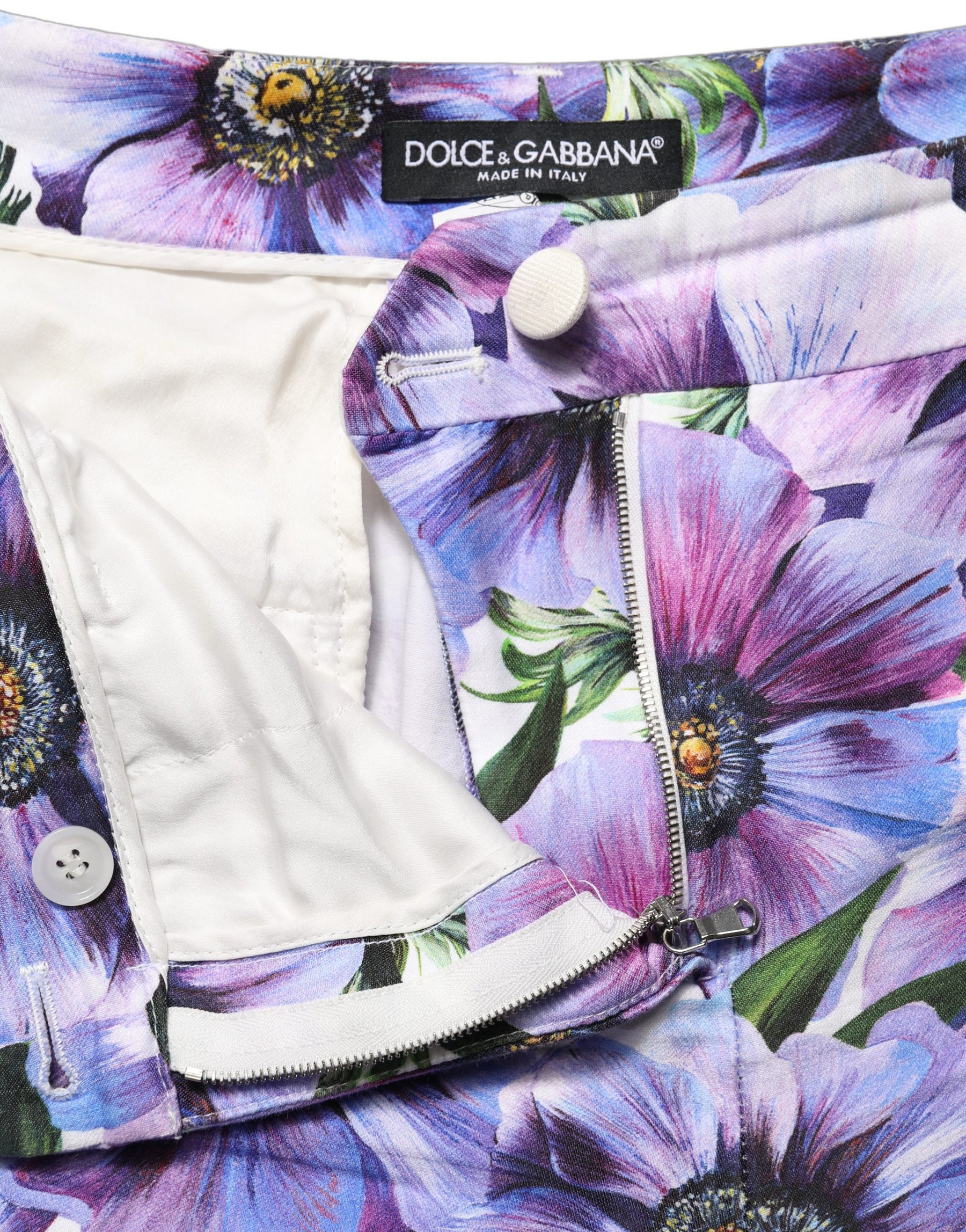 Dolce & Gabbana Multicolor Floral Print CroppedTrouser Pants | Regal Royce