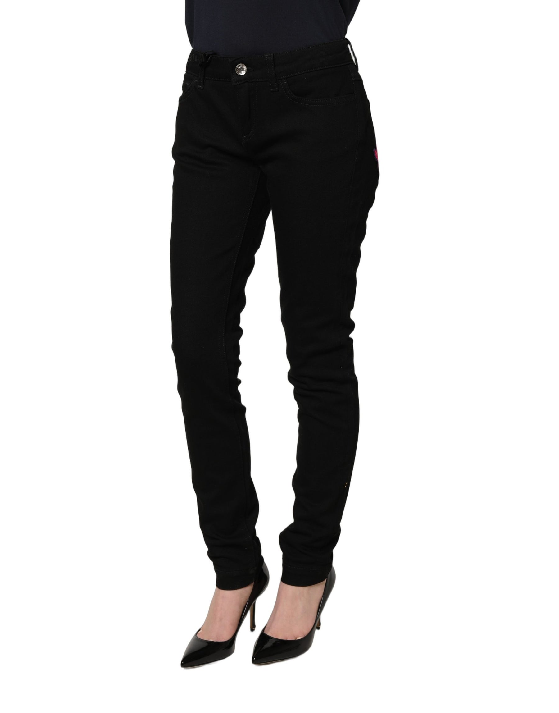 Dolce & Gabbana Black Queen Embroidery PRETTY Denim Jeans | Regal Royce