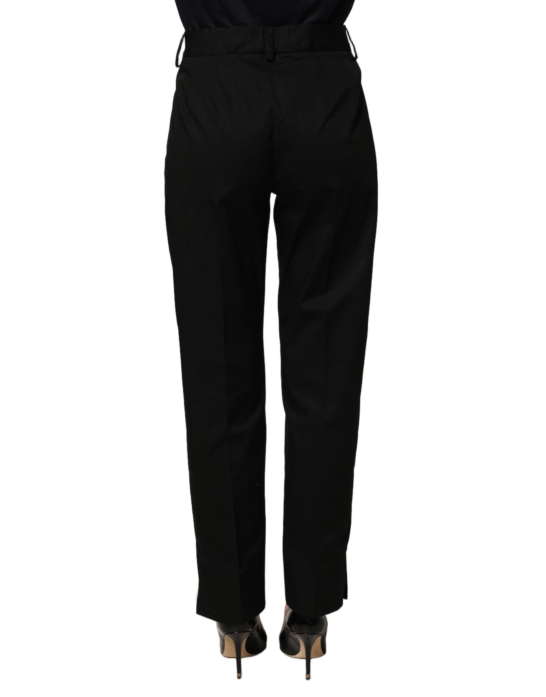 Dolce & Gabbana Black Tapered Leg Dress Cotton Trousers Pants | Regal Royce