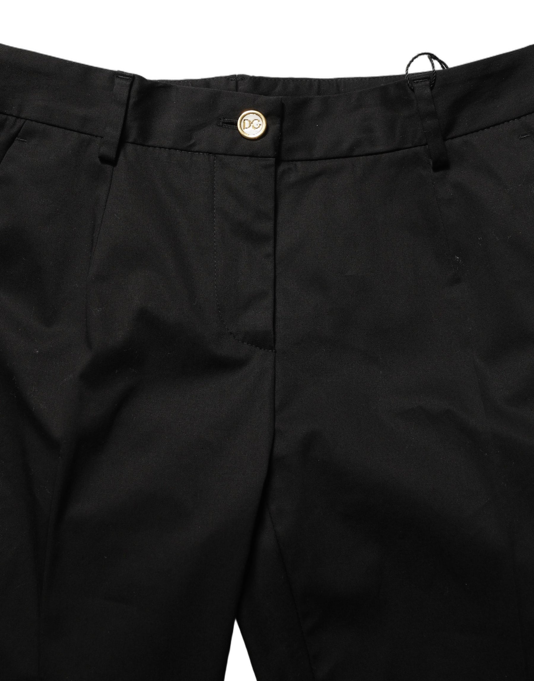 Dolce & Gabbana Black Tapered Leg Dress Cotton Trousers Pants | Regal Royce