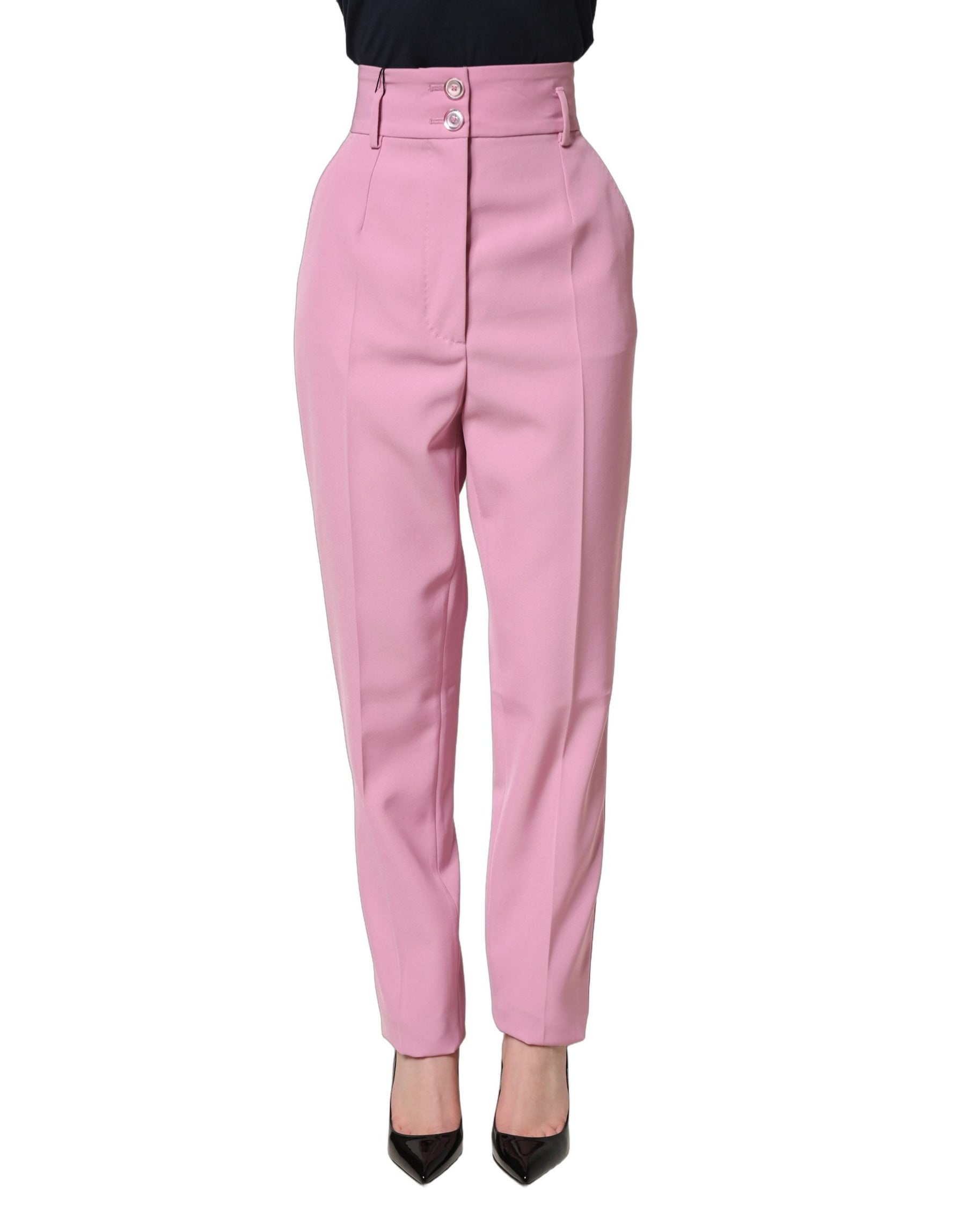 Dolce & Gabbana Pink High Waisted Polyester Trouser Pants | Regal Royce
