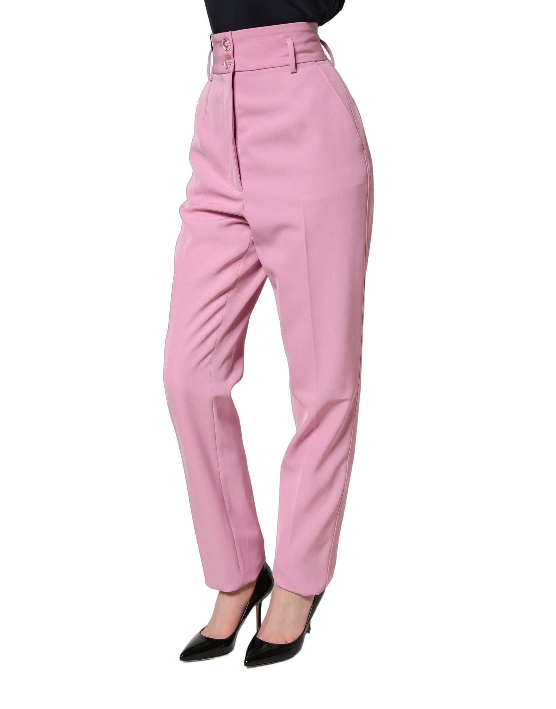 Dolce & Gabbana Pink High Waisted Polyester Trouser Pants | Regal Royce
