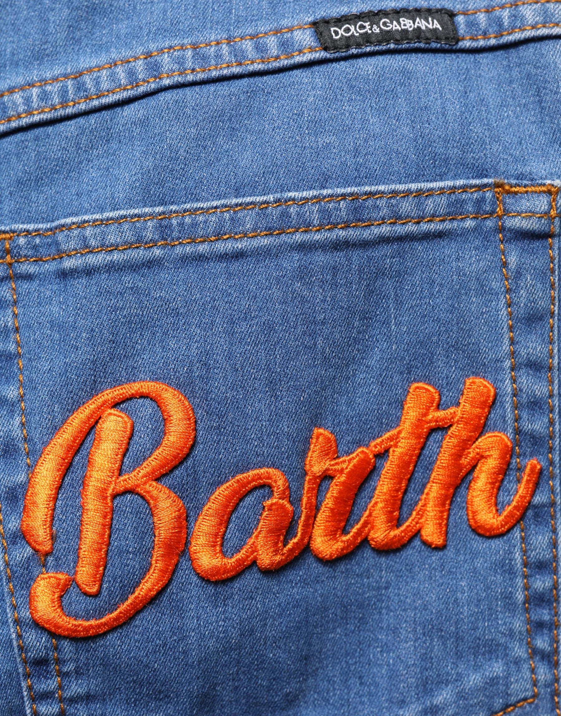 Dolce & Gabbana Blue Embellished Wide Cropped Denim Jeans | Regal Royce